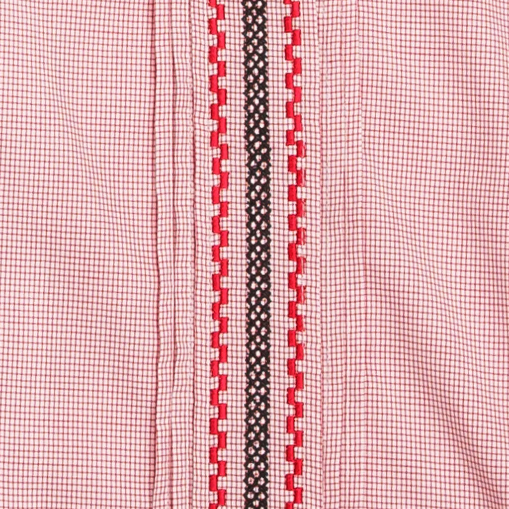 Can Cristobal Red Check Short Sleeve Guayabera Shirt for Men - Casual Summer Wear, Beach Vacation, and Tropical Party Outfit