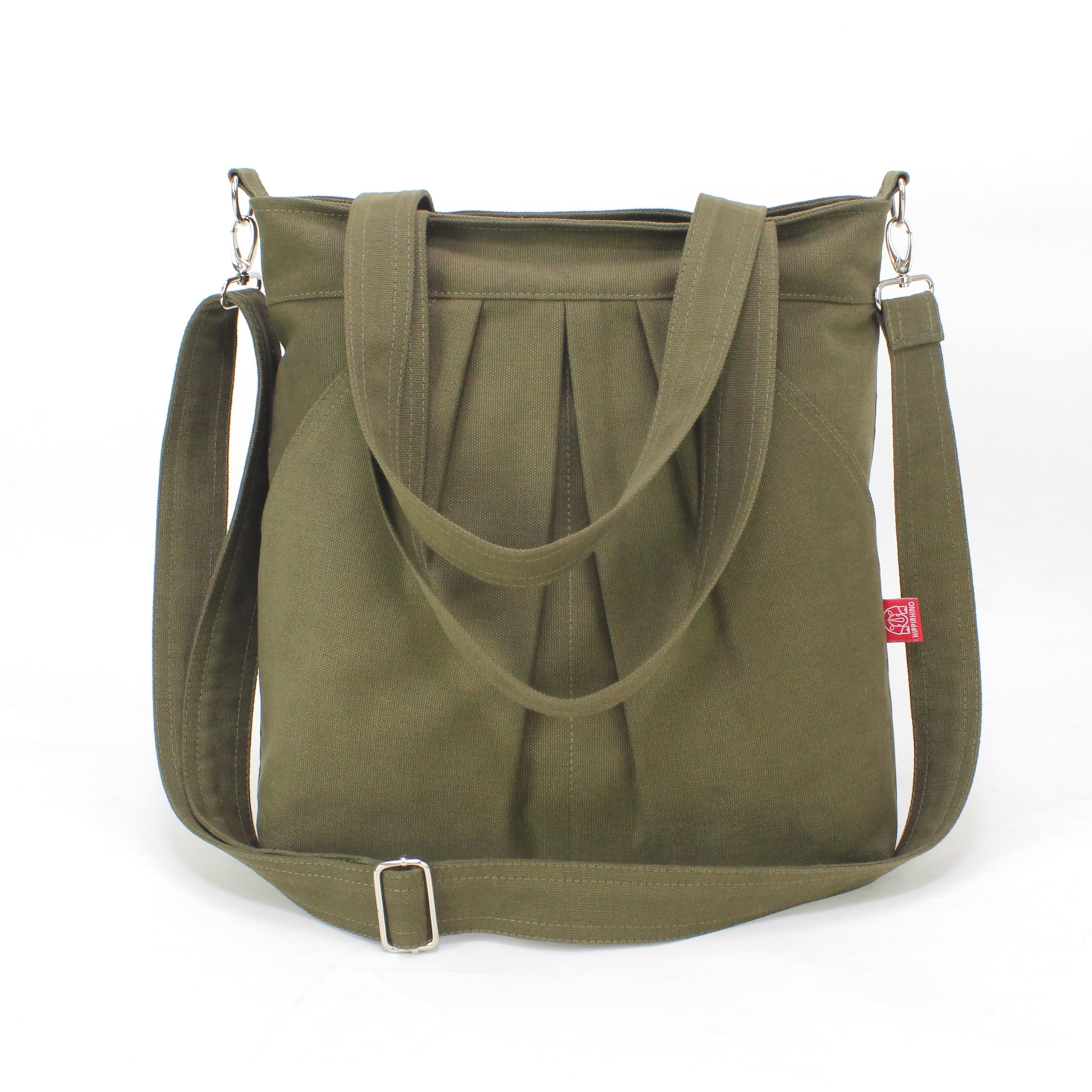Large Vegan Eco-Friendly Tote Bag with Adjustable Crossbody Strap & Zipper Closure - Washable Carry All Bag for Casual Everyday Use, Weekend Travel & Shopping