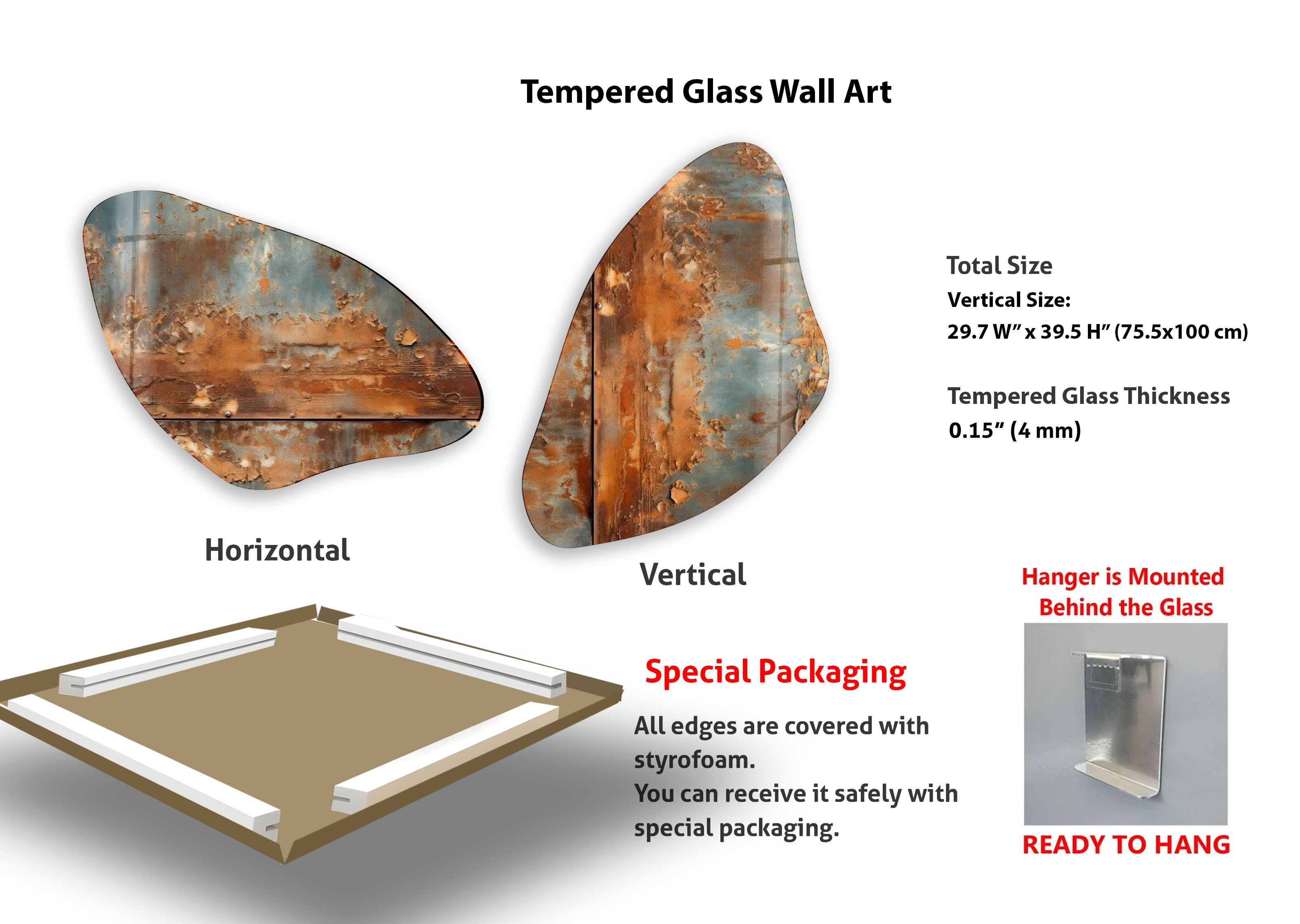 Abstract Rustic Irregular Glass Wall Art - Handmade Modern Home Decor for Living Room, Bedroom & Office - Unique 3D Textured Glass Panel for Stylish Interior Design