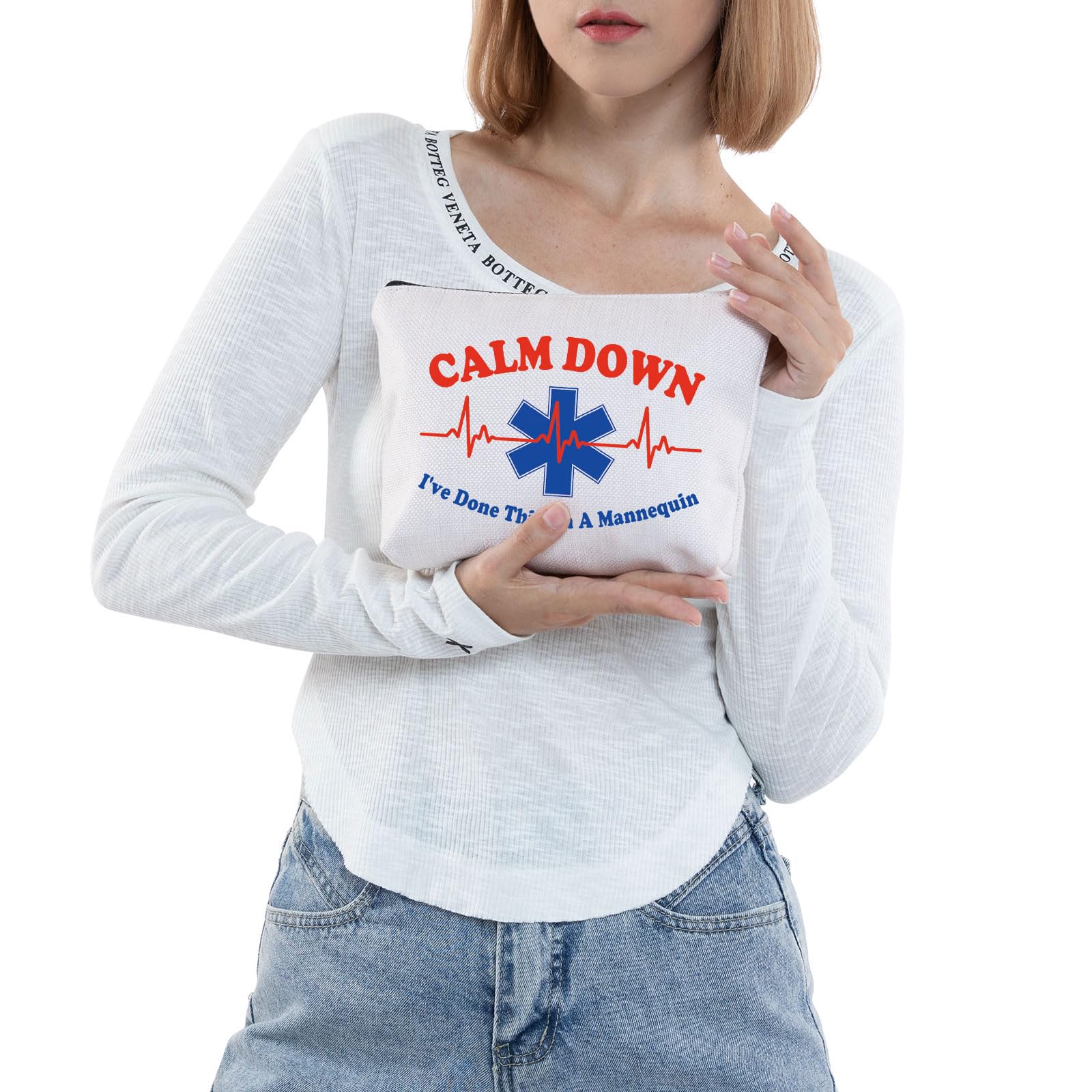 EMT Cosmetic Makeup Bag - Perfect Paramedic & Emergency Medical Technician Gift - 'Calm Down I've Done This On A Mannequin' Design - Ideal for First Responders, Nursing Students & Medical Professionals