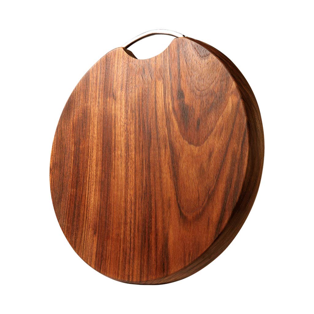 Premium Reversible Round Wooden Cutting Board with Stainless Steel Handle - Durable Kitchen Chopping Board for Meat, Vegetables, Fruits & Bread - Perfect for Home Cooking, BBQ & Food Prep (3 Sizes)