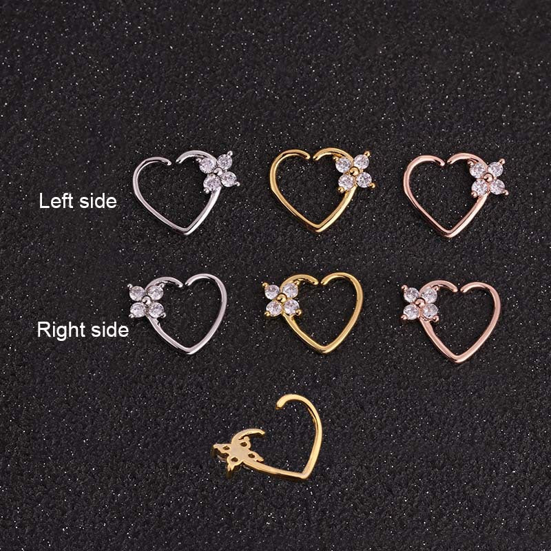 18K Rose Gold Heart Daith Hoop Earrings for Women - Minimalist Cartilage Piercing Jewelry - Perfect for Valentine's Day Gifts & Everyday Wear | HSER8511