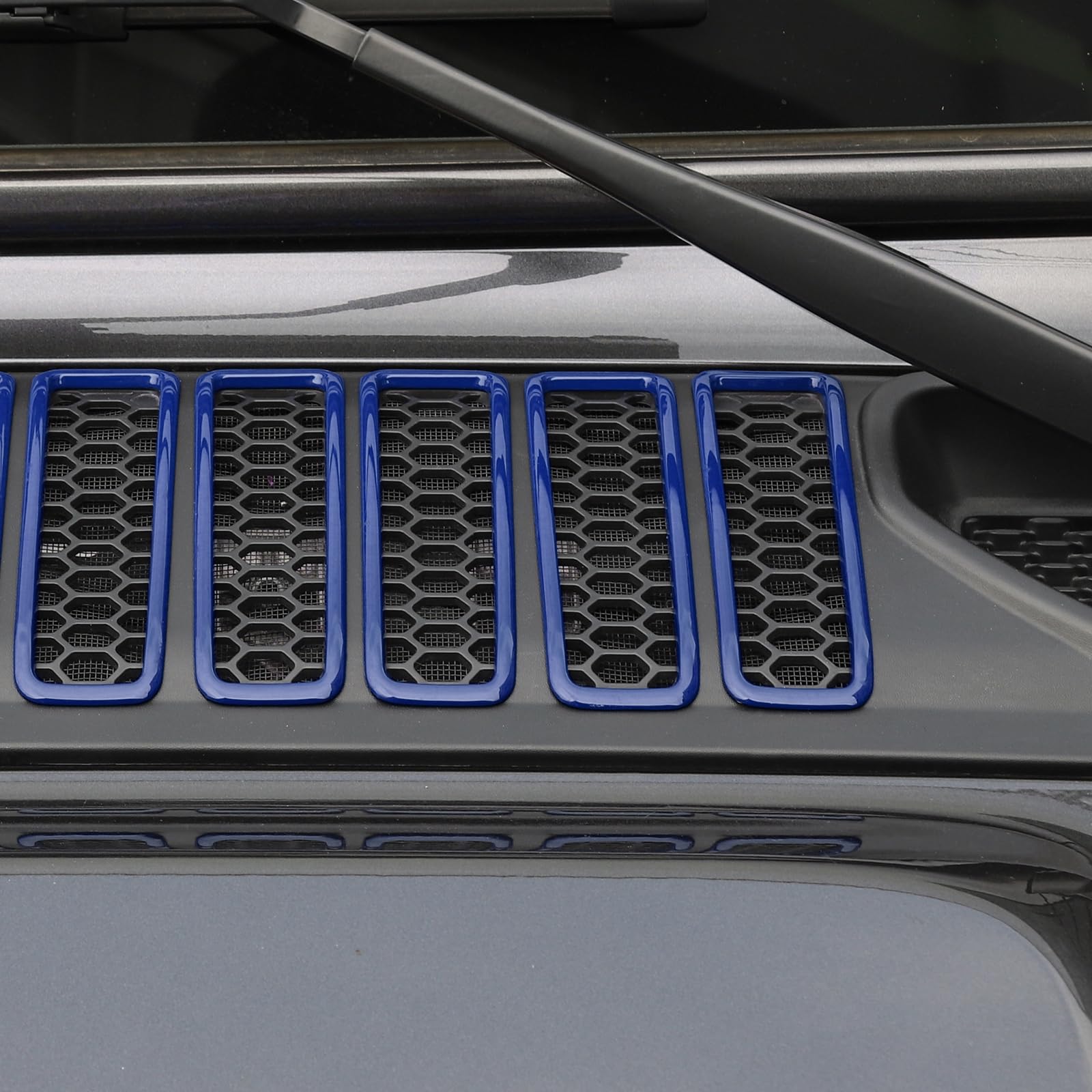 Jeep JL Hood Vents Cover Trim - Blue Exterior Accessories for Wrangler JL/JLU & Gladiator JT (2018-2024) - 7pc Set - Enhance Style & Engine Cooling for Off-Road Adventures
