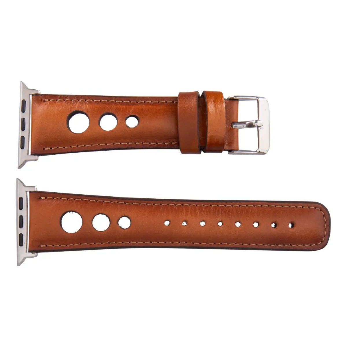 Premium Burnished Tan Leather Apple Watch Band - Stylish & Durable Rally Strap for Workouts, Travel & Everyday Wear