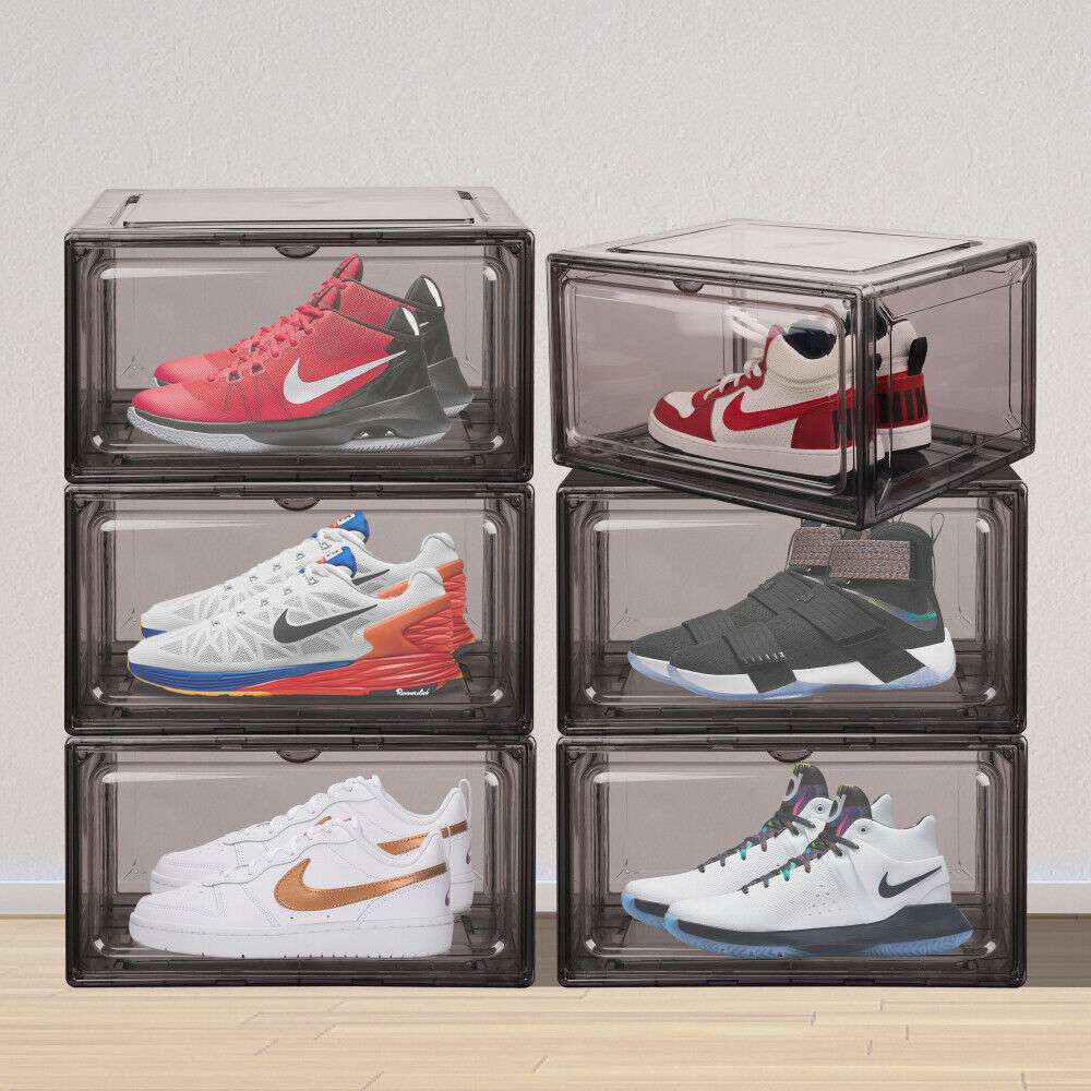 10Pcs Premium Clear Acrylic Shoe Storage Boxes with Magnetic Door - Stackable Sneaker Display Case for Jordans, Yeezys & Collectible Shoes - Perfect for Shoe Closet Organization & Sneakerhead Collections