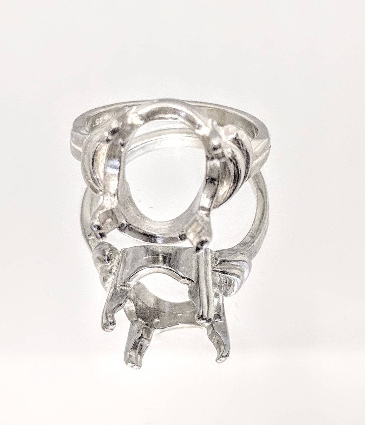 Solid Sterling Silver or 14K Gold 8x6mm & 16x12mm Oval Double Prong Ring Setting - Size 7 (163664/143664) - Perfect for Engagement Rings & Jewelry Making