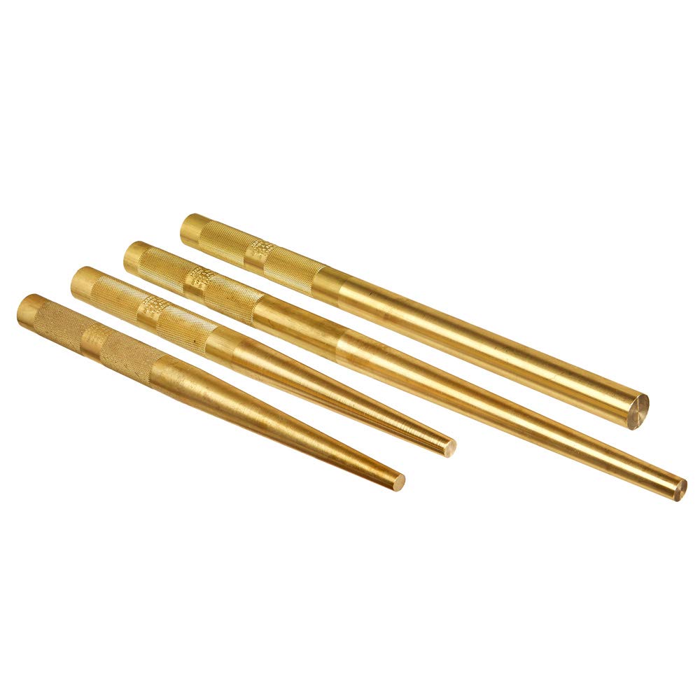 Mayhew Tools 61363 X-Long Brass Punch Set - 4-Piece Multi-Size Punch Kit for Metalworking & Woodworking | Perfect for Automotive Repair, DIY Projects & Professional Use
