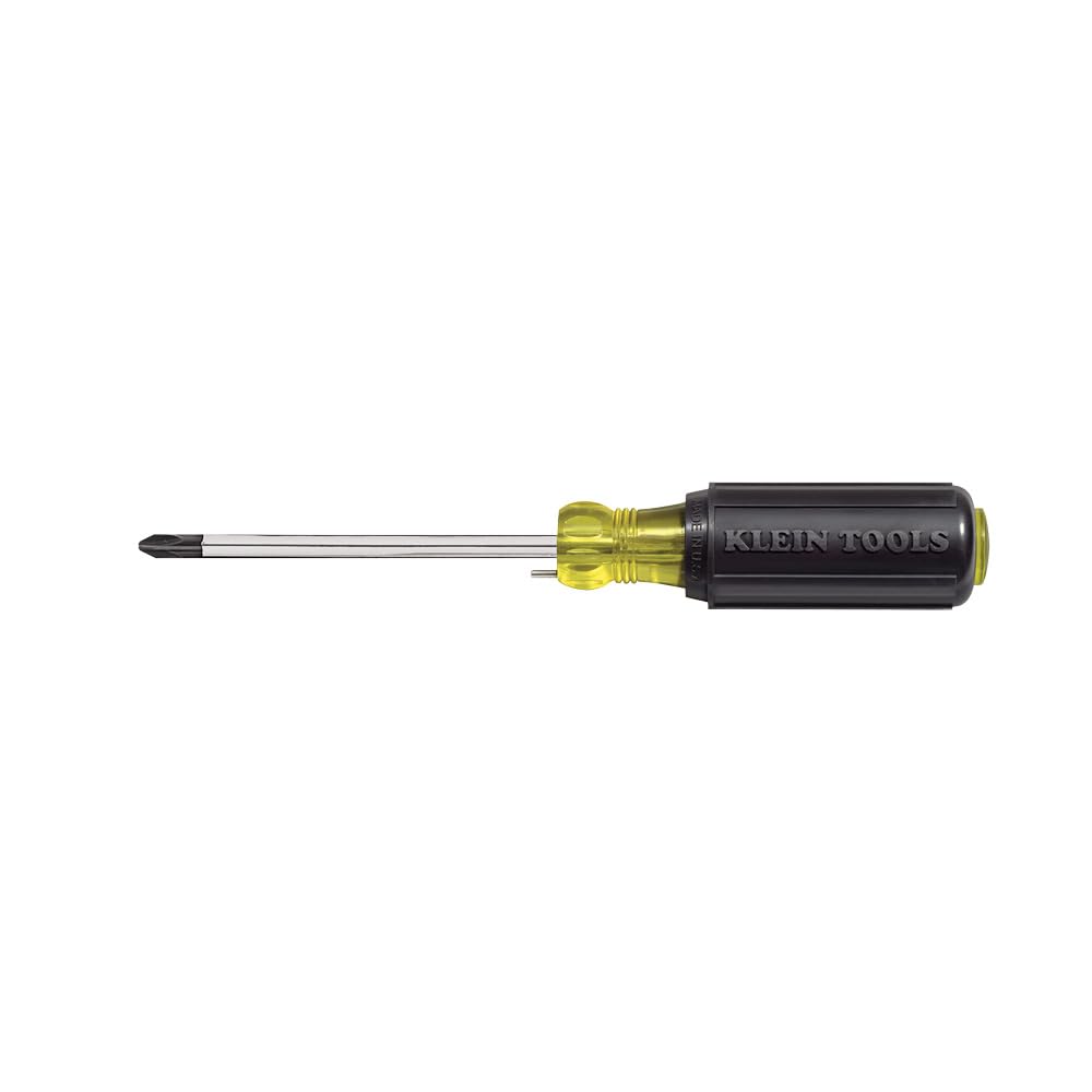 Klein Tools 603-4B No. 2 Phillips Round Shank Screwdriver for Wire Bending - USA Made Black/Yellow Small Screwdriver - Perfect for Electrical Work, DIY Projects & Professional Toolkits