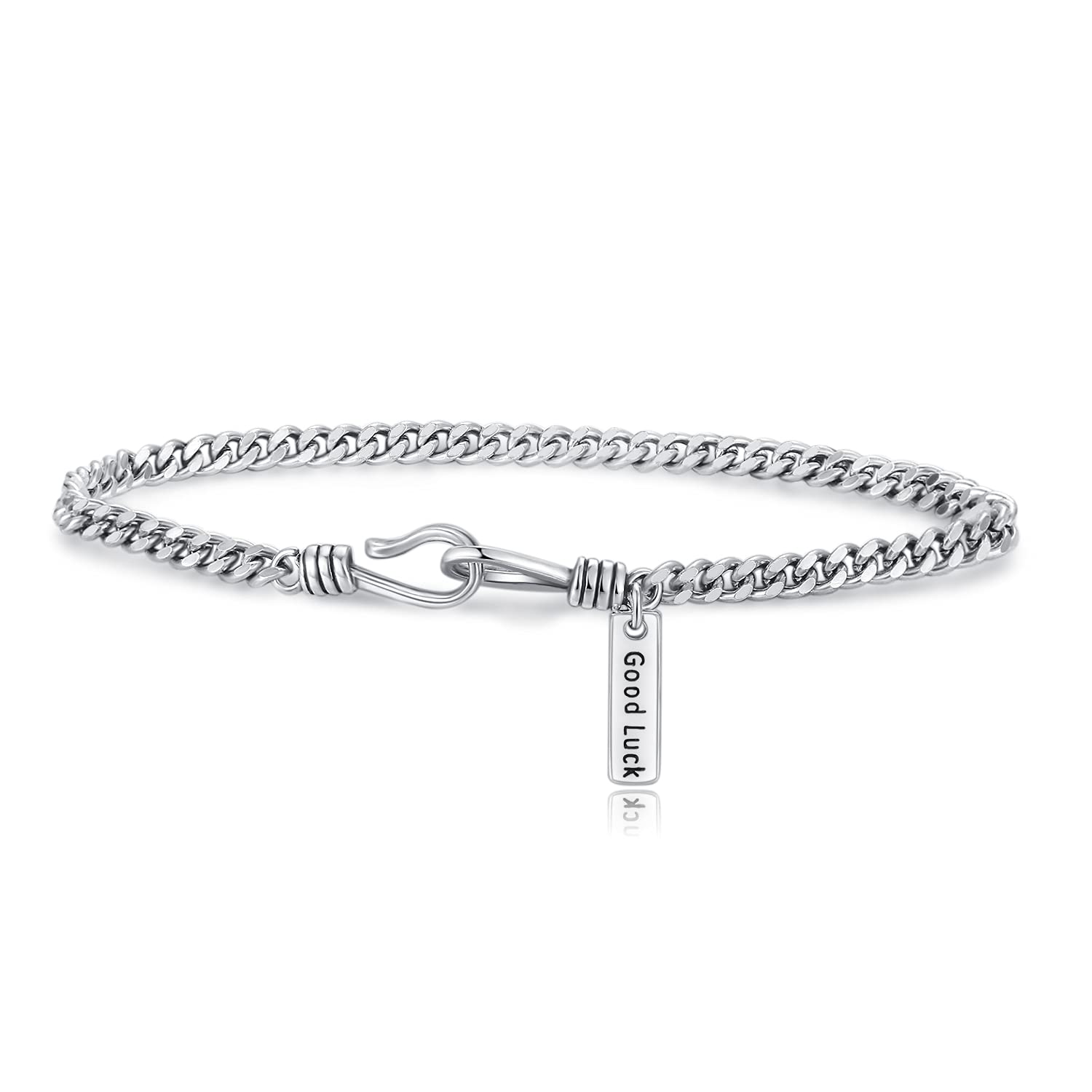 Lucky Charm Bracelets for Women & Men - Stainless Steel Vintage Curb Link Chain Bracelet, Hypoallergenic & Durable - Perfect for Gifts, Daily Wear & Spiritual Protection