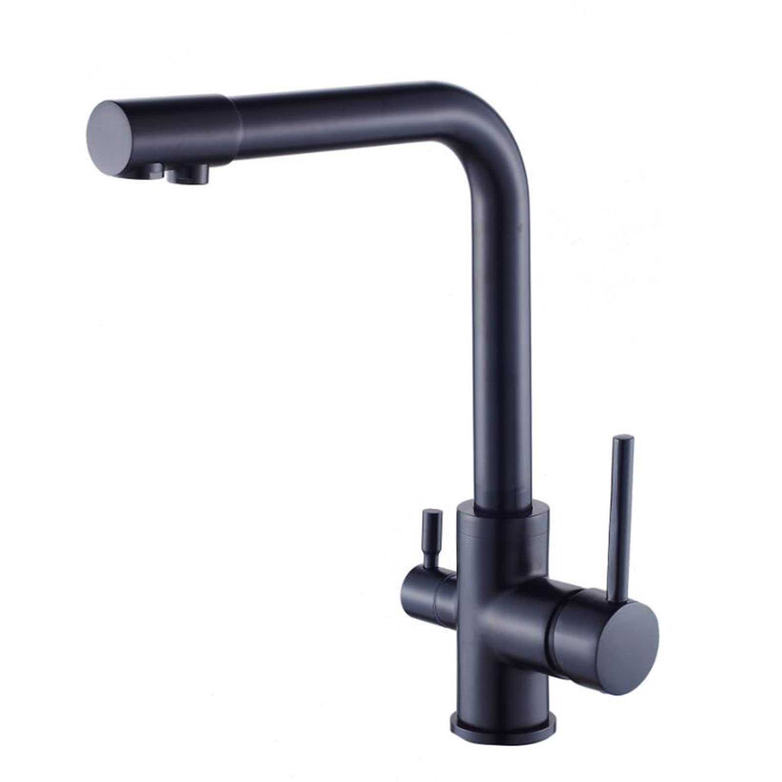 3-Way Brass Kitchen Faucet with Direct Drinking Water - Hot & Cold Swivel Multi-Function Water Purifier Faucet in Black - Perfect for Home, Office, and RV Use