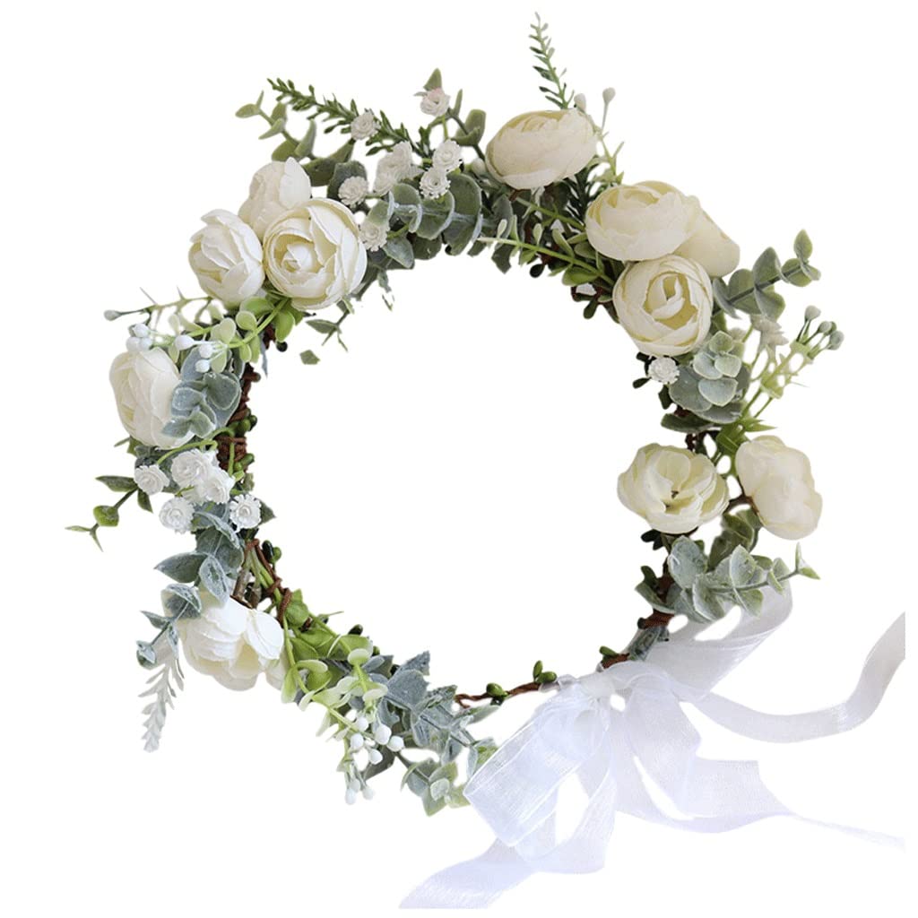 TEmkin Bridal Wreath Headdress - Elegant Wedding Hair Accessories for Brides, Bridesmaids & Photography - Perfect for Beach Resorts, Boho Weddings & Special Occasions