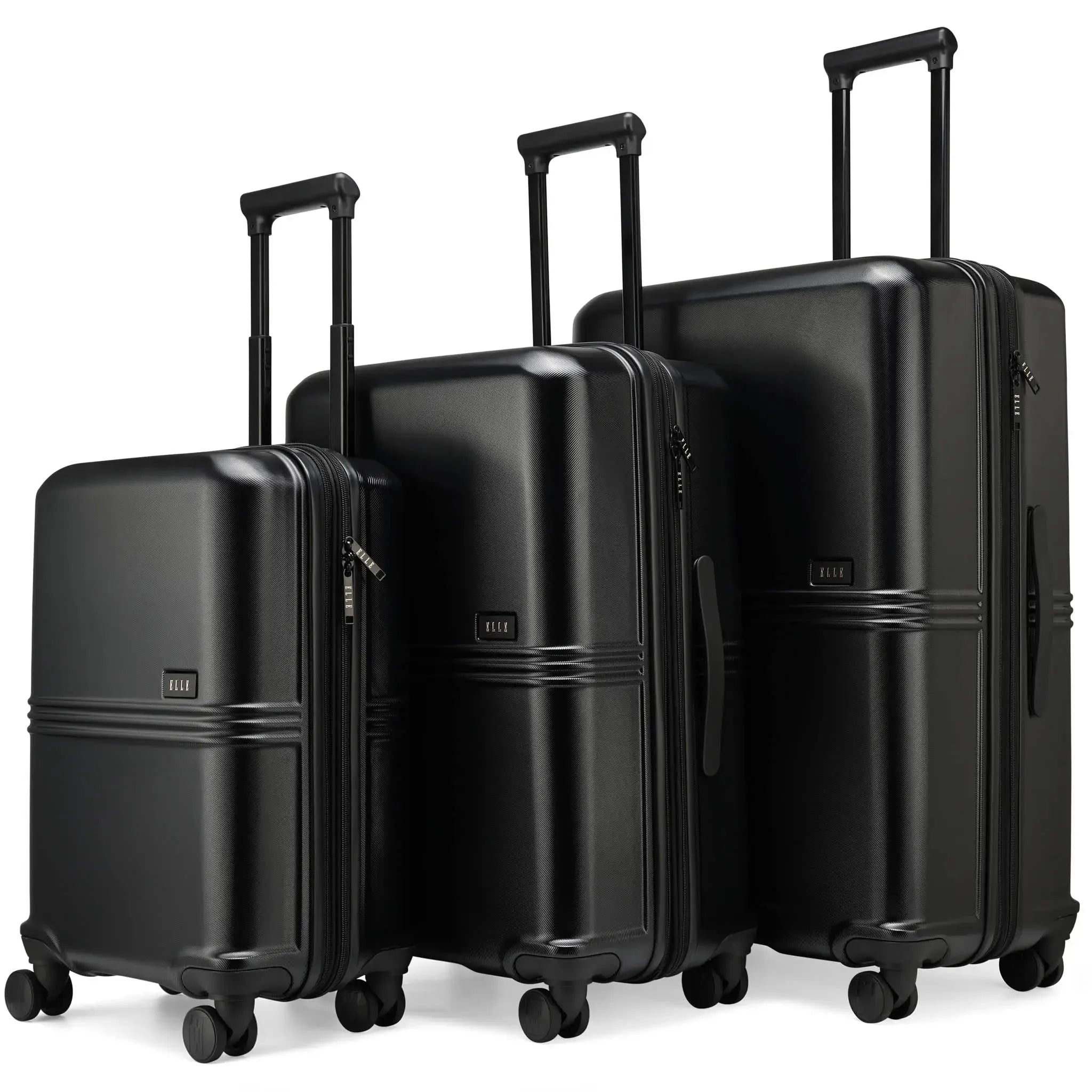 3-Piece Expandable Polycarbonate Luggage Set - Lightweight Durable Suitcase for Travel, Business & Vacation - TSA Lock & 360° Spinner Wheels (Black) | Perfect for International Flights, Family Trips & Business Travel