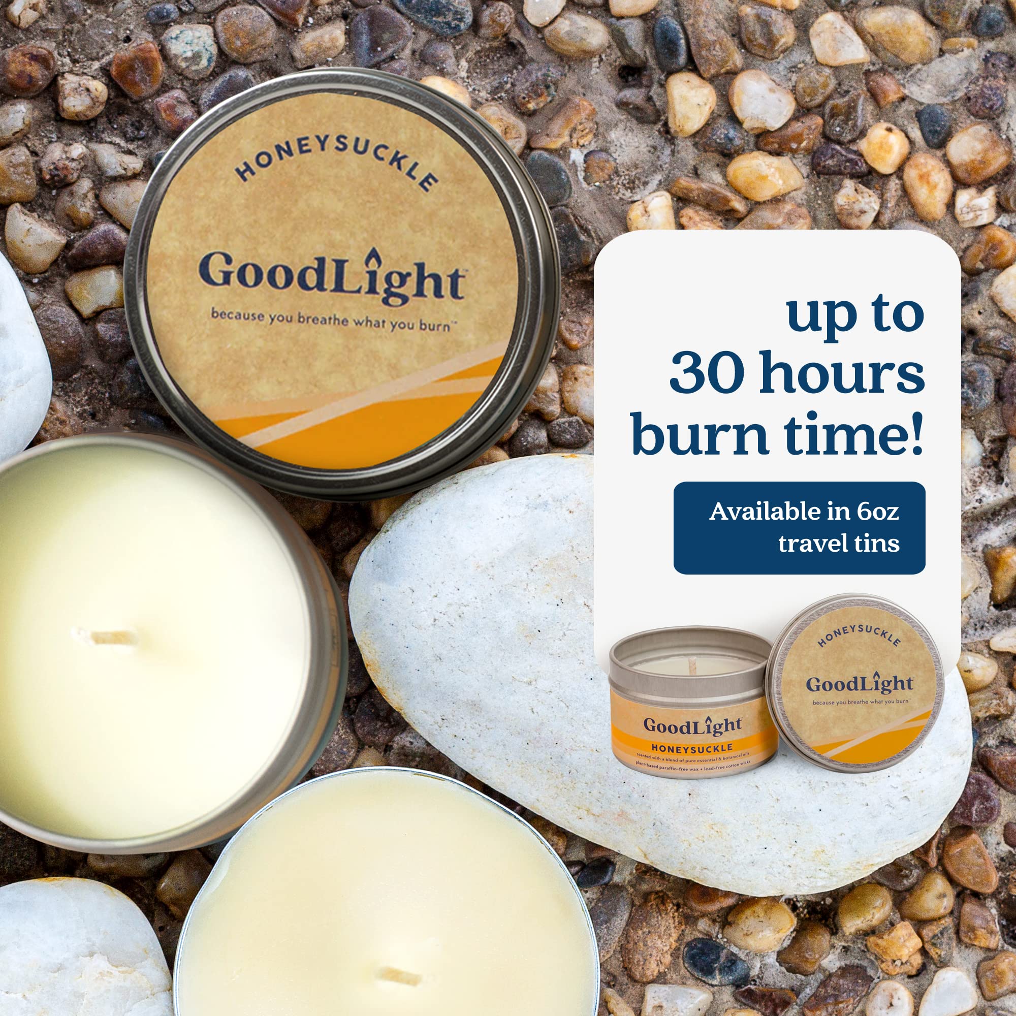 Eco-Friendly Paraffin-Free Scented Candle in Tin - Long-Lasting 30-Hour Burn, Honeysuckle Fragrance - Perfect Birthday Gift for Women & Men - Ideal for Relaxation, Home Decor, and Romantic Ambiance (6 oz)
