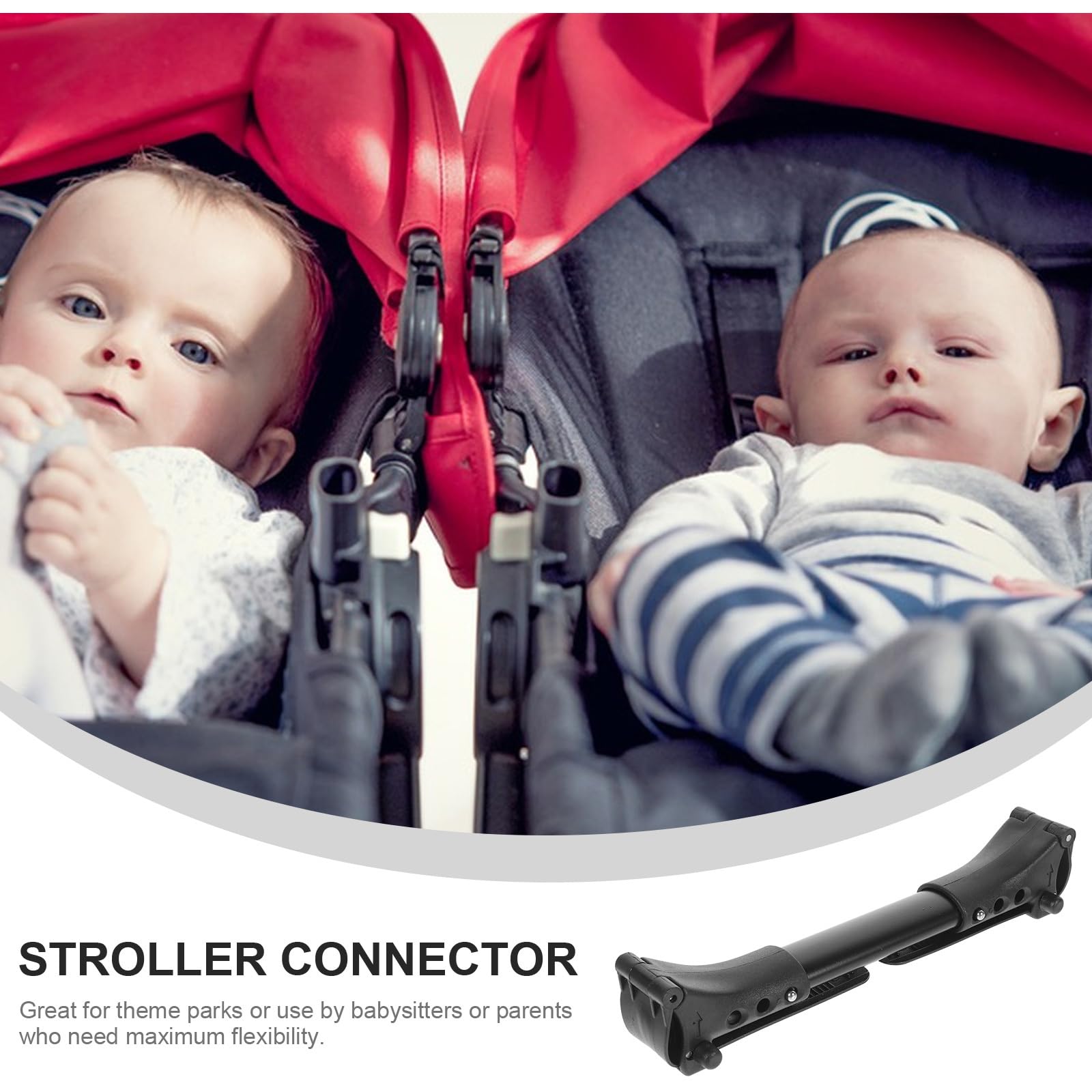 3-Pack Universal Stroller Connector for Twins - Black Stroller Accessories for Double Pushchairs, Carriages & Prams - Perfect for Shopping, Travel & Outdoor Adventures with Twins