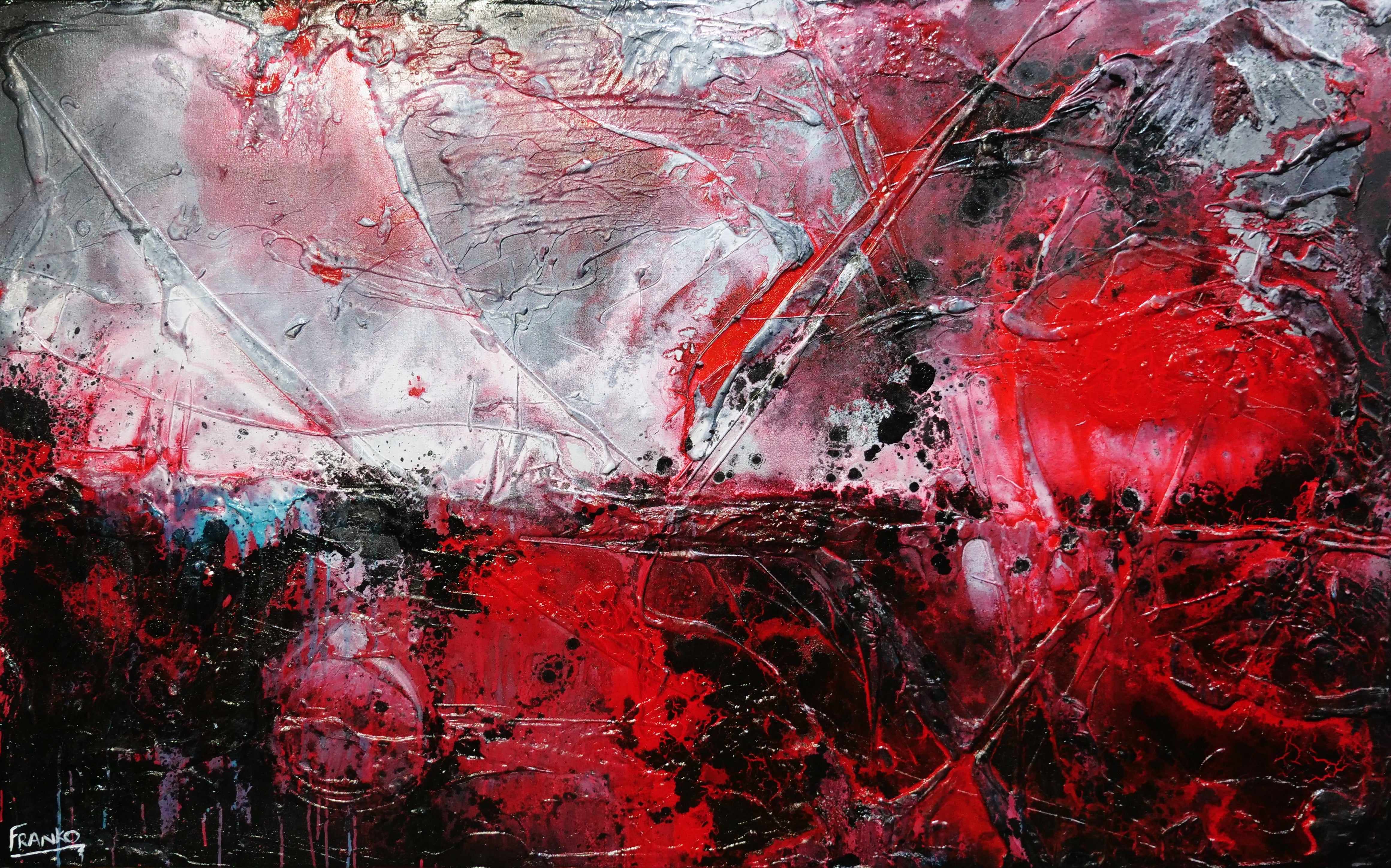 160cm x 100cm Red Black Textured Abstract Canvas Art - Modern Large Wall Painting for Living Room, Bedroom & Office Decor