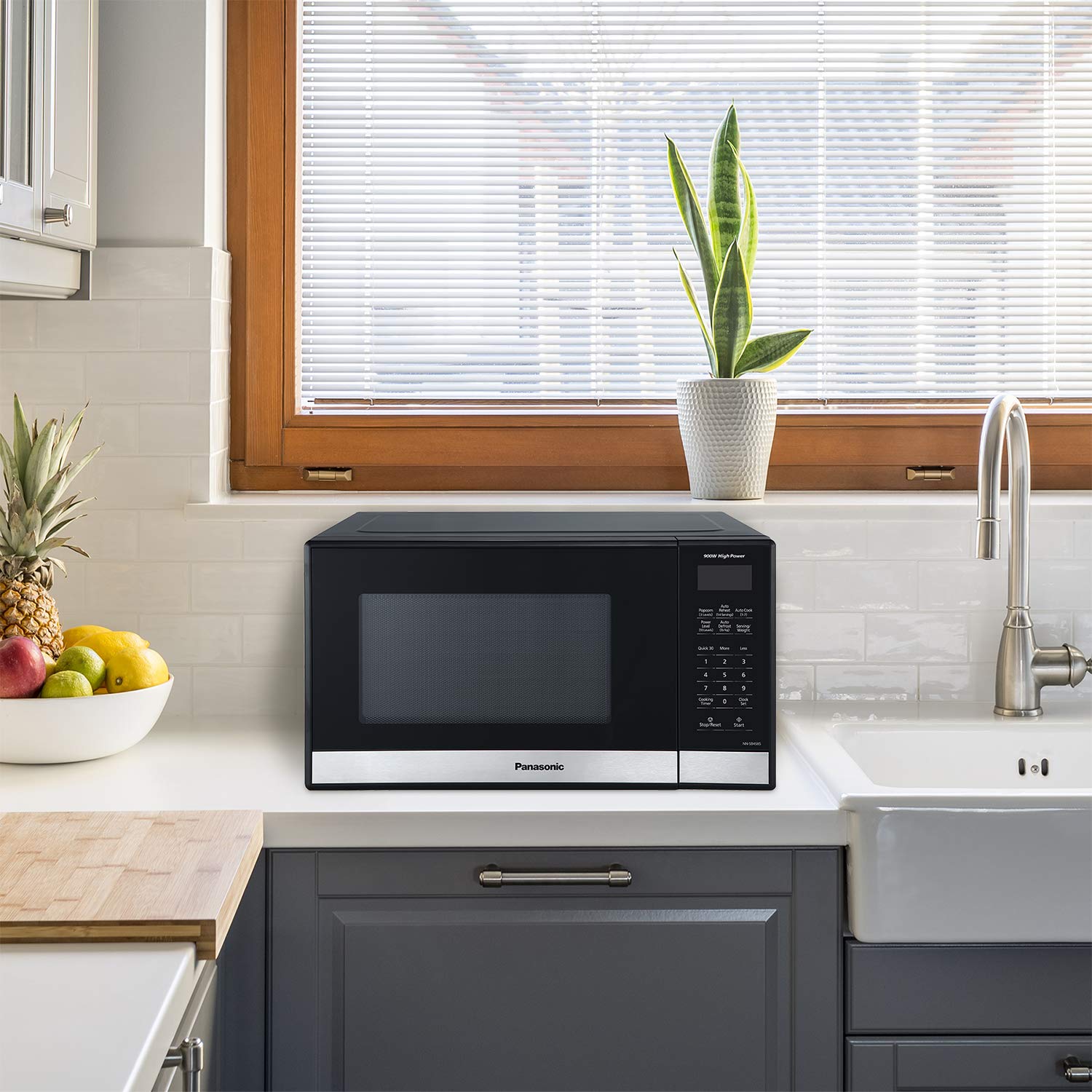 Panasonic NN-SB458S Compact 0.9 cu.ft Microwave Oven with Stainless Steel Finish - Perfect for Small Kitchens, Dorms & Office Spaces