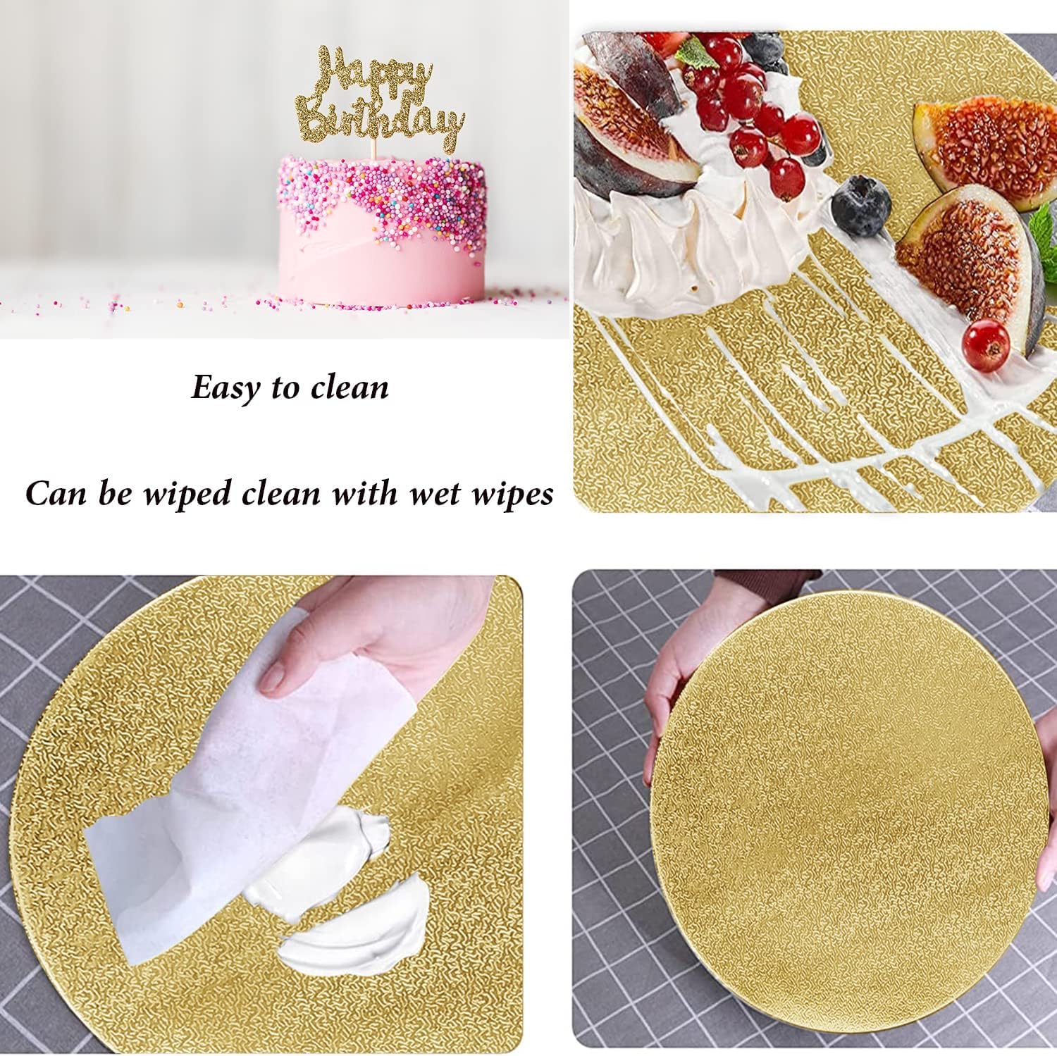 WANBAO 6 Pack 8 Inch Round Cake Boards - Sturdy Cardboard Cake Circles for Baking, Wedding, Birthday Cakes, Desserts, Pizza Decorating & Display - Gold (Perfect for Professional Bakeries & Home Baking)