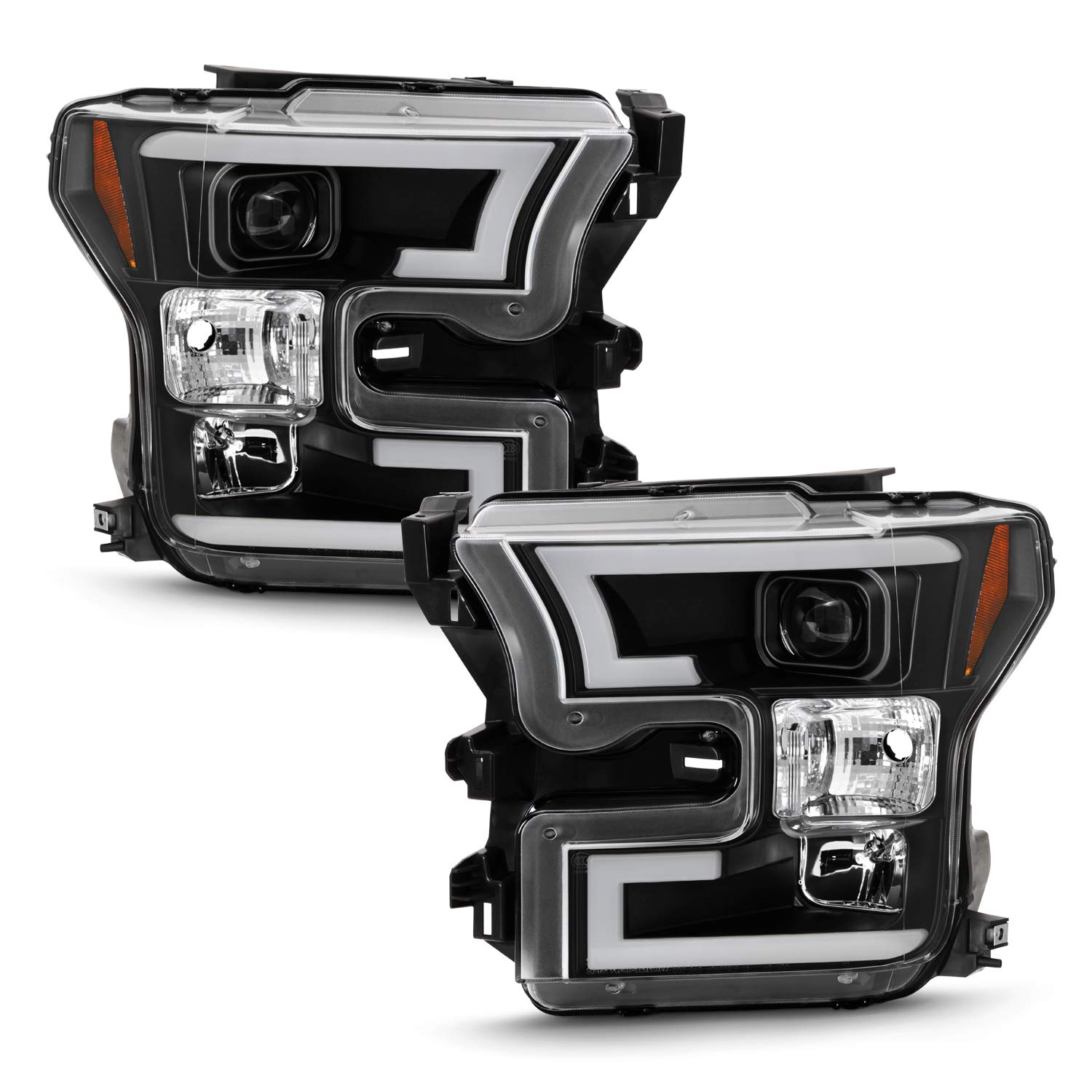 AKKON LED Headlights for 2015-2017 Ford Super Duty F-150 - Black Projector Headlight Upgrade Kit - Halogen to LED Conversion - Enhanced Night Driving & Off-Road Visibility