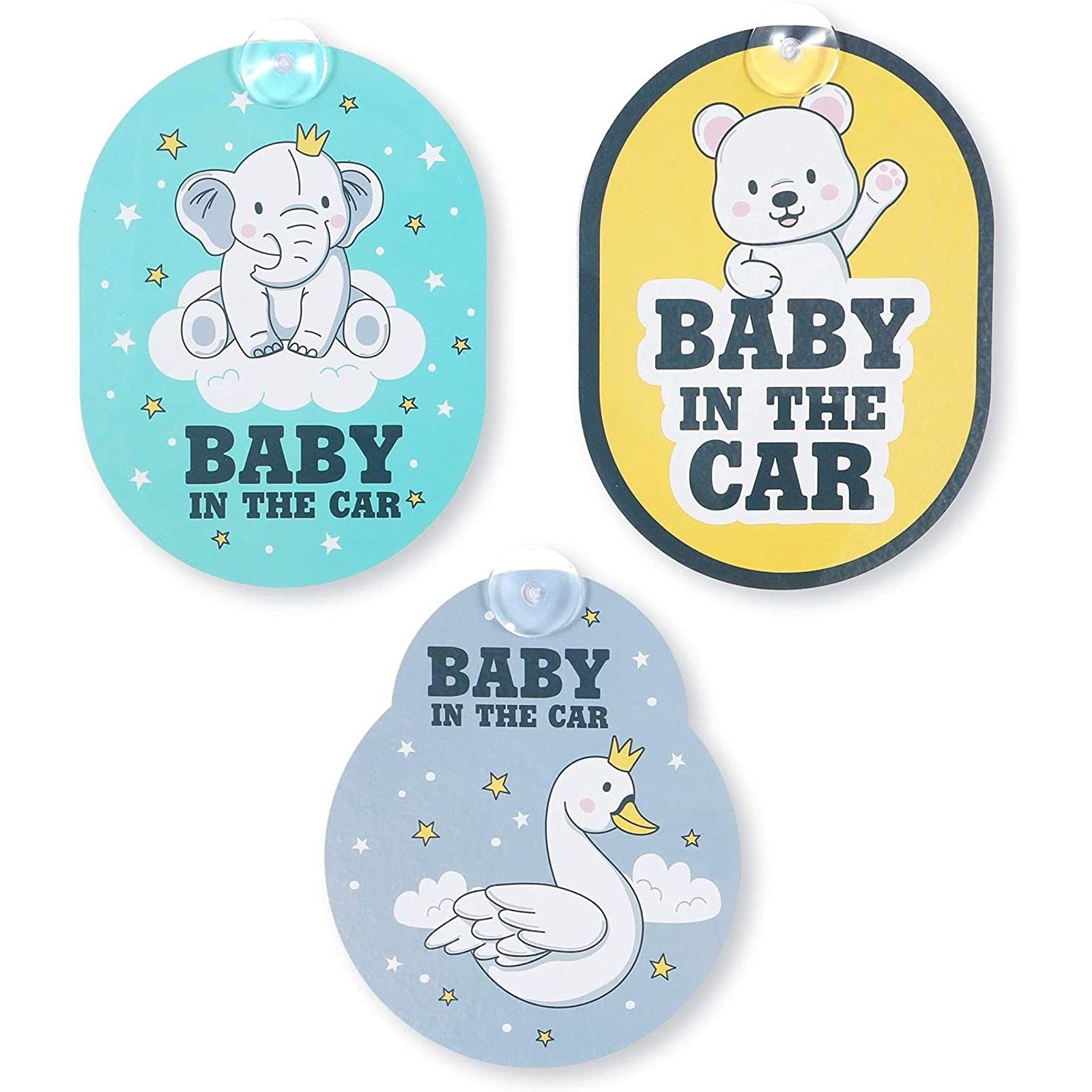 Zodaca Car Window Decals for Baby on Board - 3 Pack Waterproof Vinyl Stickers for Safe Driving & Family Travel