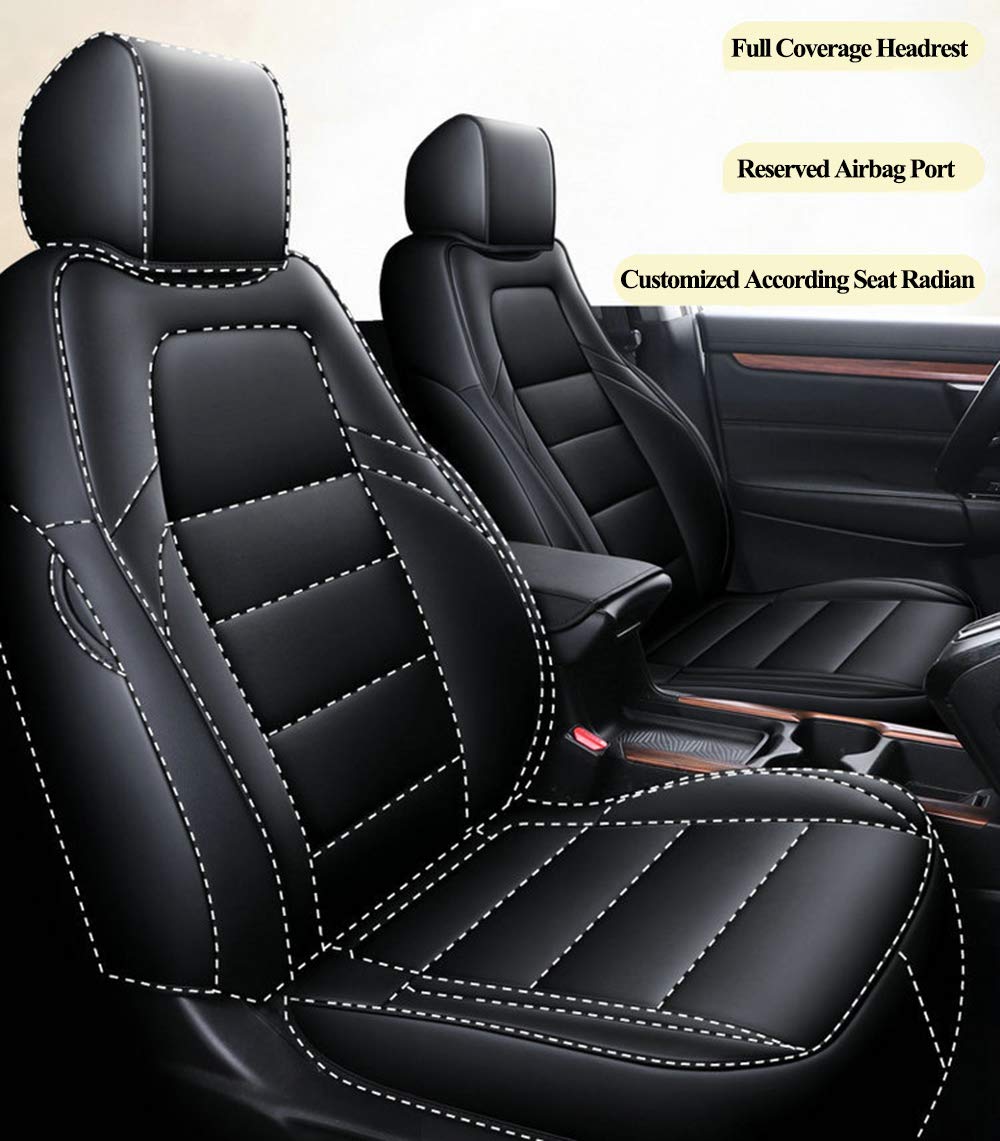 Premium Leather Seat Covers for Honda CR-V 2017-2022 - Full Set with Airbag Compatibility (Black) | Durable Car Interior Protection for Daily Commute & Road Trips