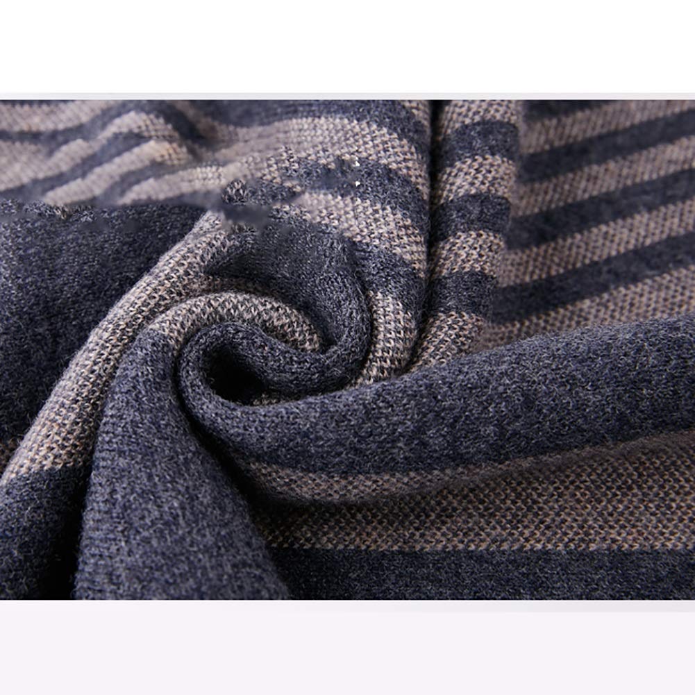 Premium 100% Wool Men's Winter Scarf - Soft Warm Striped Fashion Scarf for Men & Women, Unisex Winter Accessory (Blue) - Perfect for Cold Weather, Office, Travel & Holiday Gifts