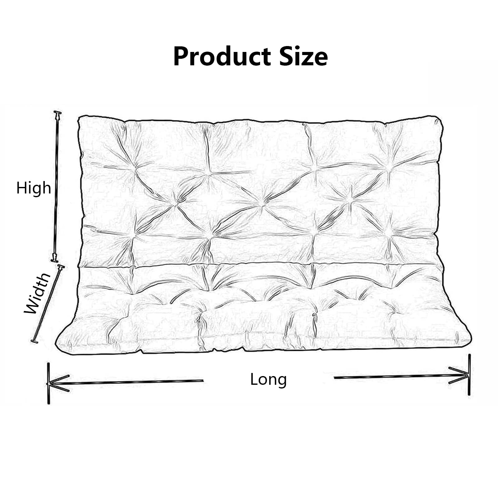 ZARBAILRE 2/3 Seat Swing Replacement Cushions - Thick Comfortable Waterproof Bench Cushion with Backrest - 59×39×4 Inches - Perfect for Garden, Patio, Outdoor Swing & Bench Seating