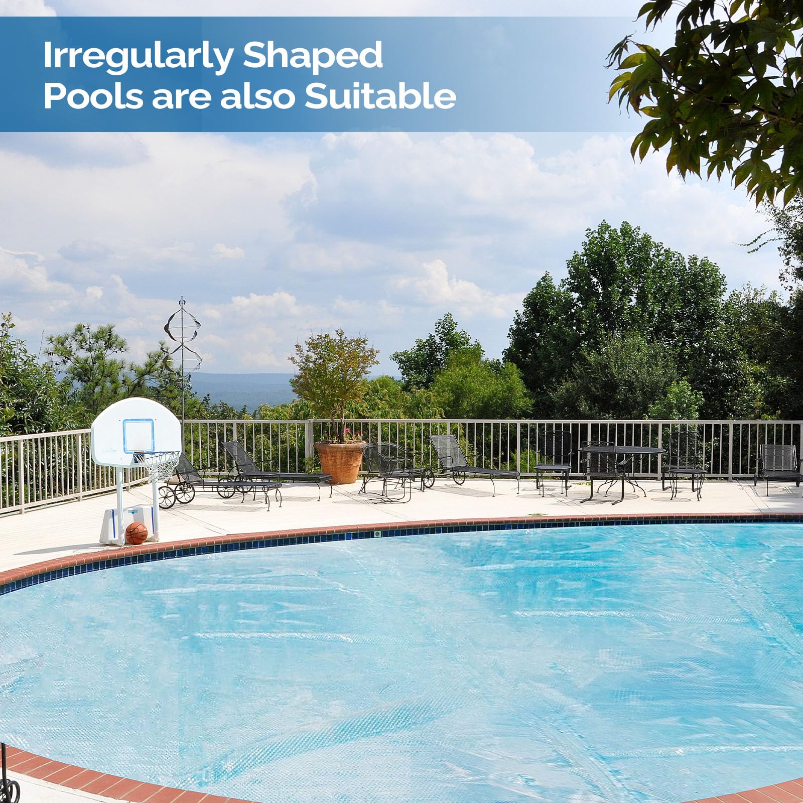 VINGLI 12Mil Solar Pool Cover 12x24FT Rectangle - Heavy Duty Solar Blanket for Inground & Above Ground Swimming Pools - Clear (12' x 24') - Extend Swimming Season & Reduce Heat Loss