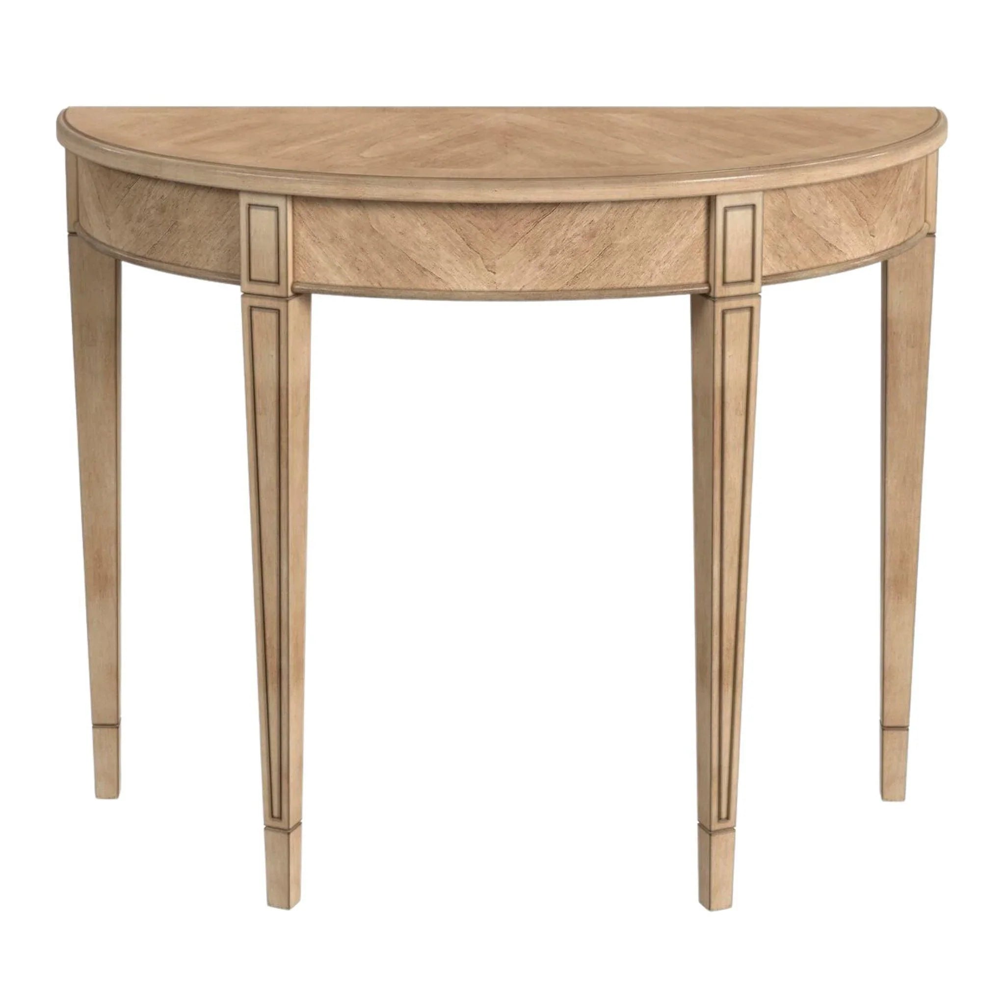 Vintage Demilune Console Table - Antique Beige Wooden Entryway Sofa Table for Hallway, Living Room & Foyer Decor
