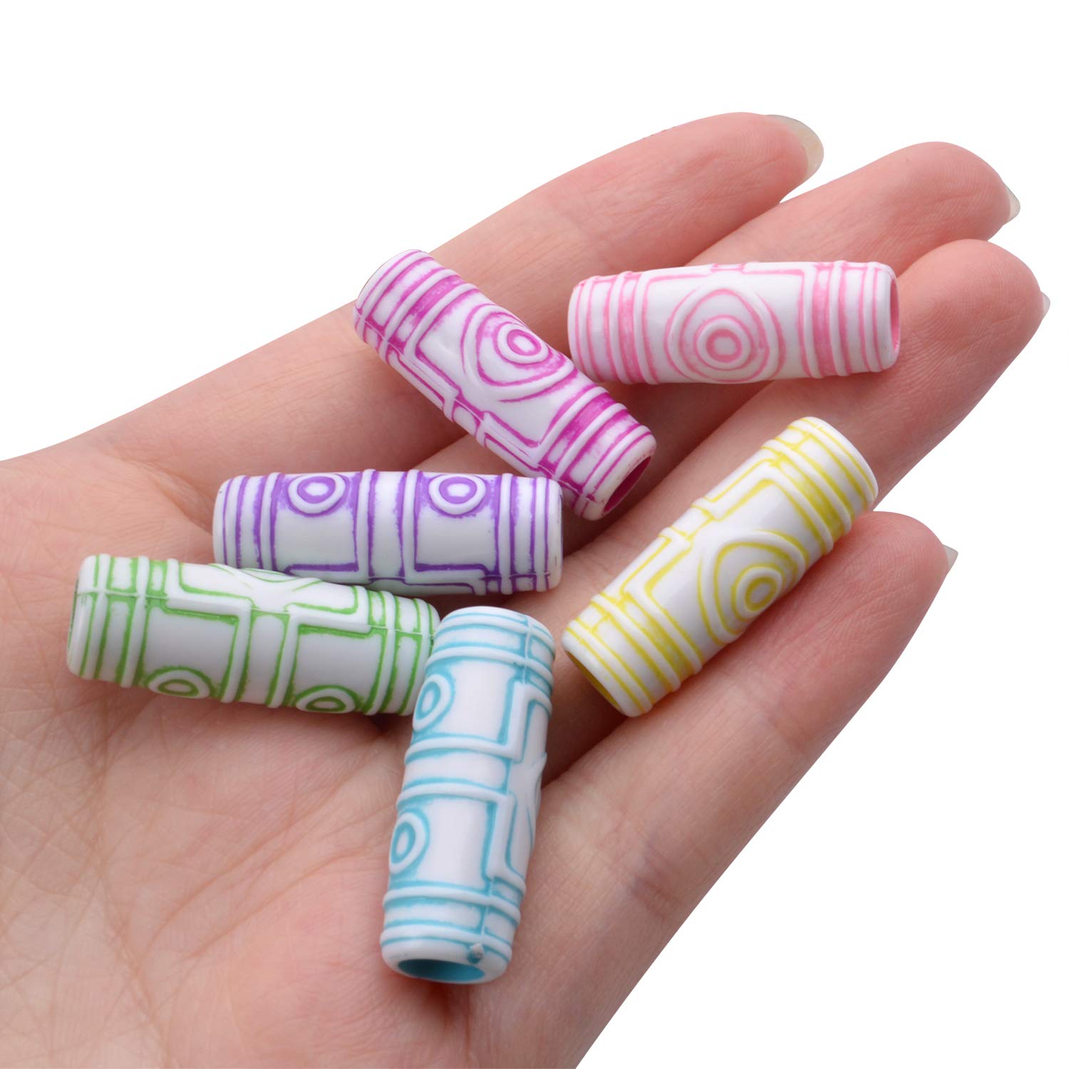 60pcs Colorful Dreadlock Beads for Hair Braiding & DIY Styling - Hair Accessories for Women & Men