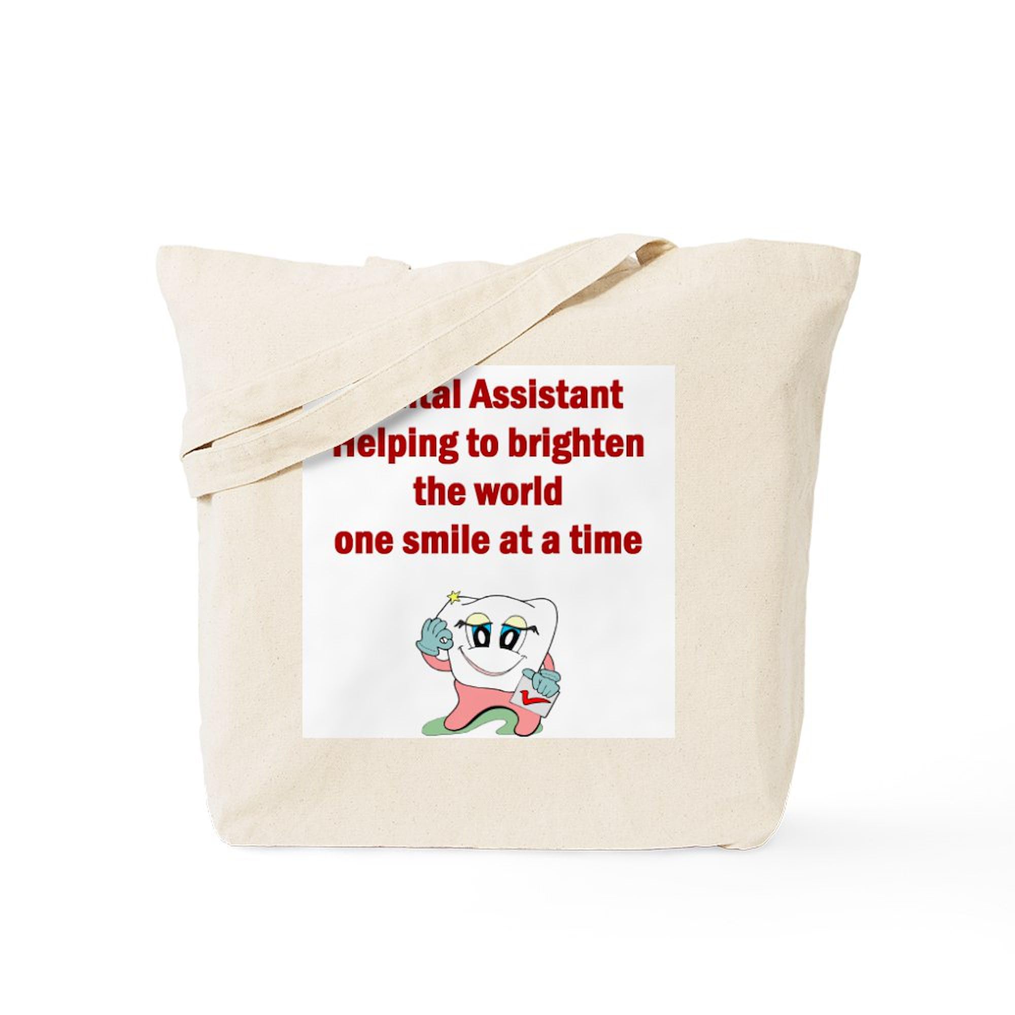 Dental Assistant Tote Bag - Natural Canvas Reusable Shopping Bag for Dental Professionals | Perfect for Work, School & Groceries