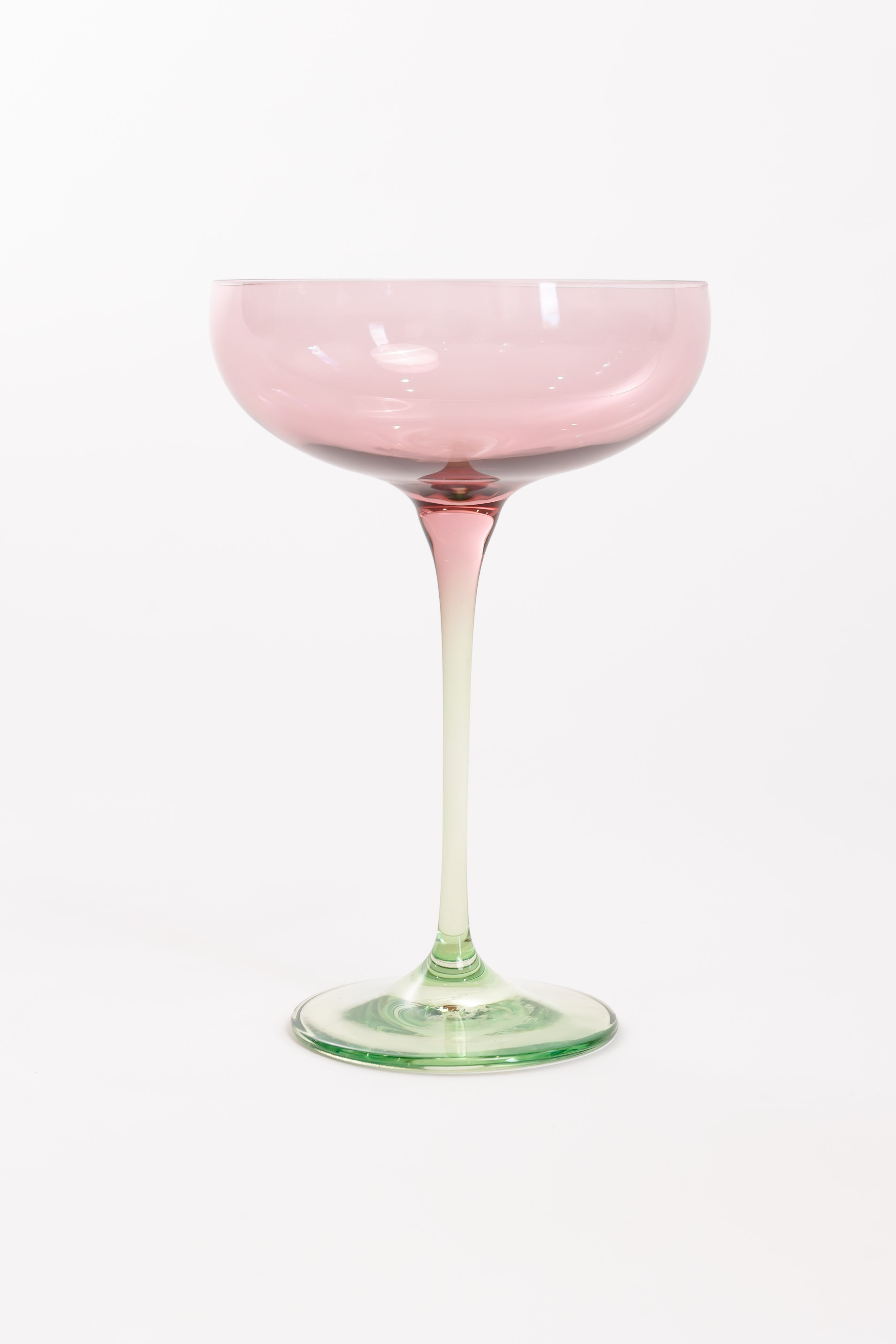 Estelle Colored Champagne Coupe Glasses Set of 2 - Rose & Mint Green Colorblock - Perfect for Wedding Toasts, Bridal Showers & Elegant Cocktail Parties