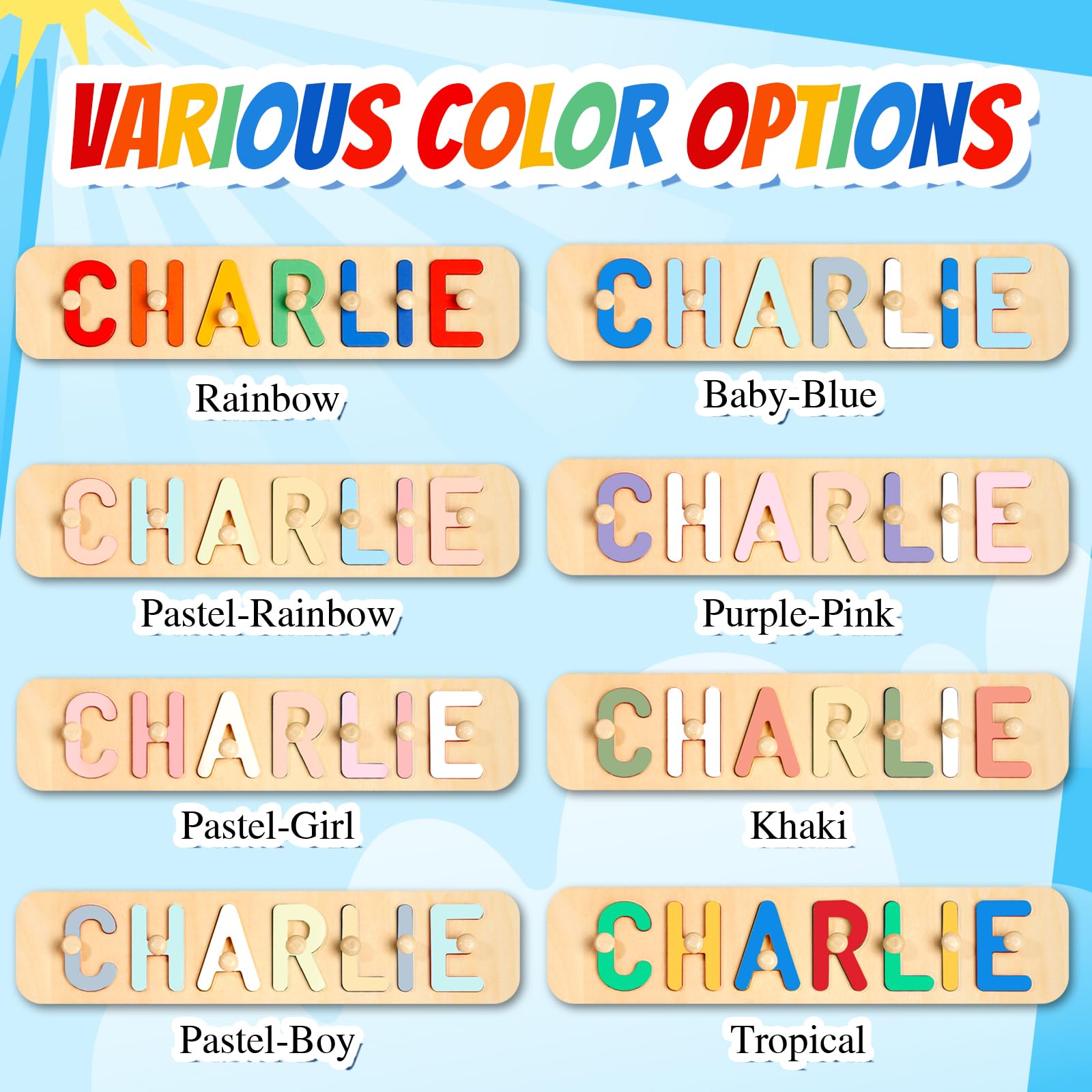 Personalized Wooden Name Puzzle for Kids - Custom 1st Birthday Gift for 1 Year Old Boys & Girls - Early Learning Educational Toy - Perfect for Easter, Birthday & Toddler Gifts - Great for Nursery Decor & Montessori Learning Activities