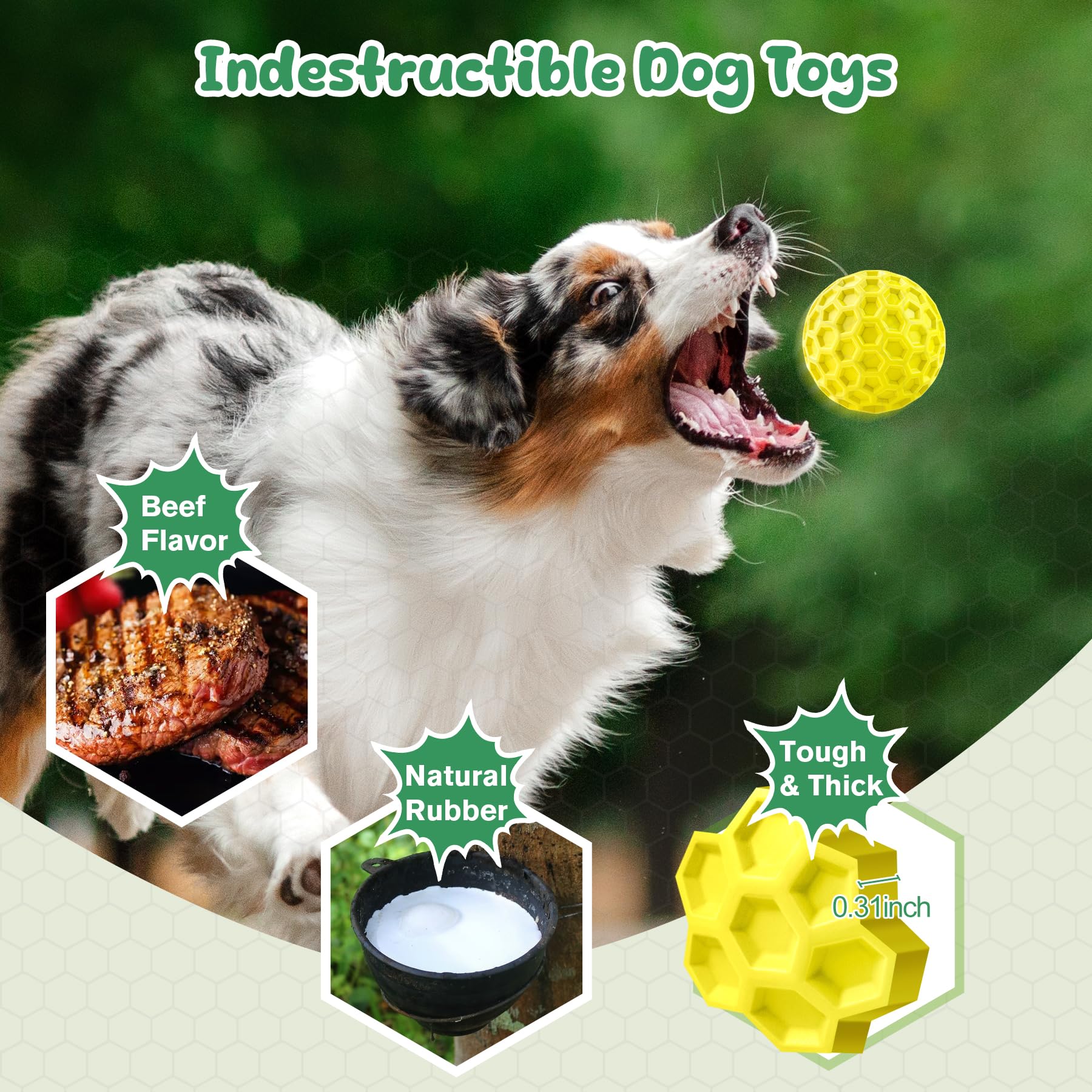 Indestructible Squeaky Dog Toys for Aggressive Chewers - Durable Chew Balls for Large Dogs - Interactive Play & Training Toys - Perfect for Fetch, Tug-of-War & Outdoor Playtime