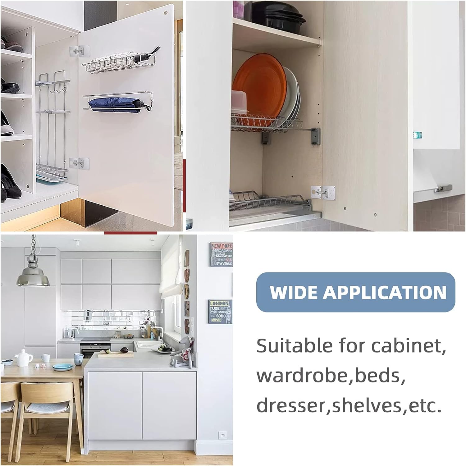 Premium Stainless Steel Cabinet Hinge Repair Kit - 6 Pack Hinges & Fixing Plates for Kitchen Cupboards, Locker Doors & Furniture - Quick Easy Replacement for Loose or Broken Hinges - Ideal for Home, Office & Commercial Use