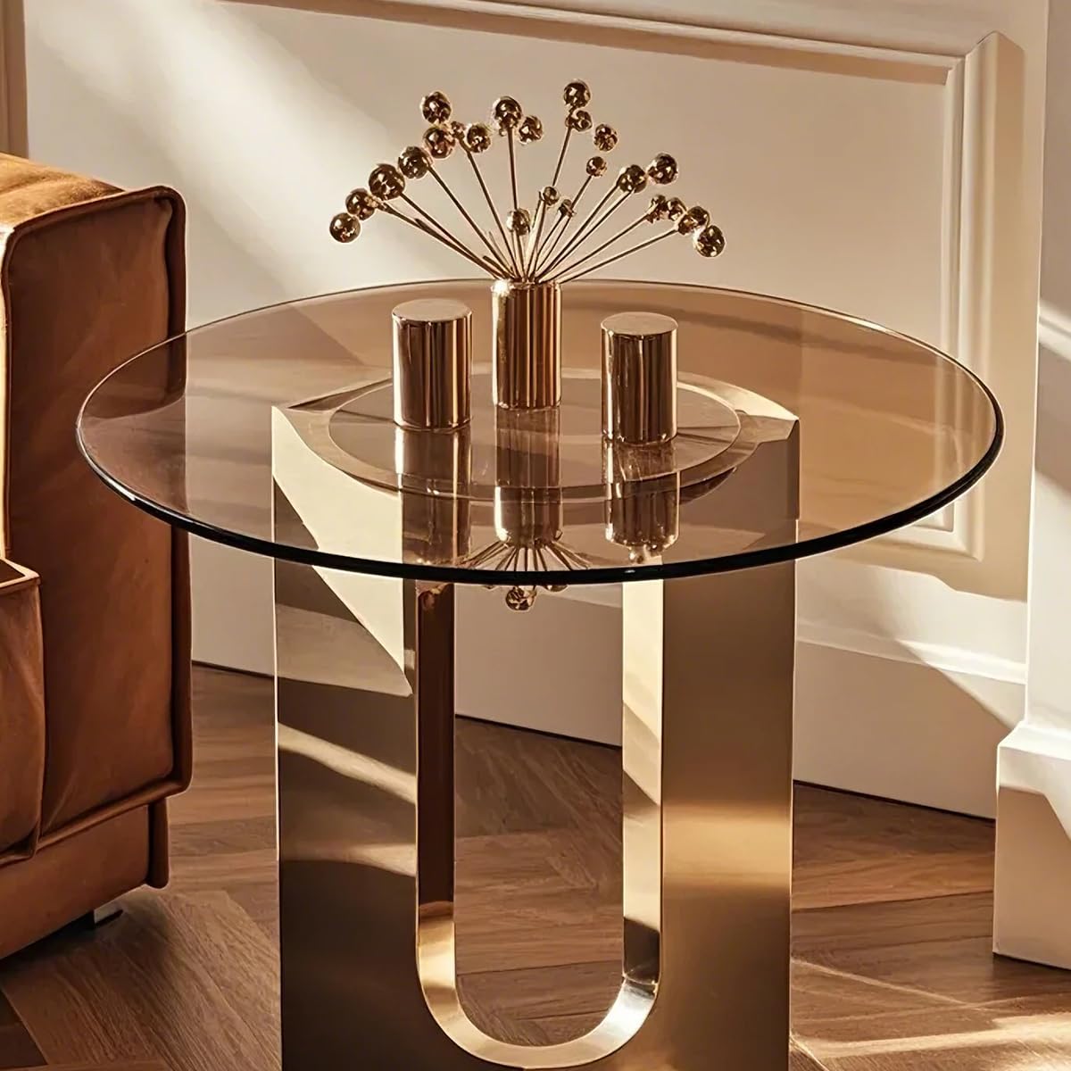 JUFU 42 Inch Round Tempered Glass Table Top - 0.35