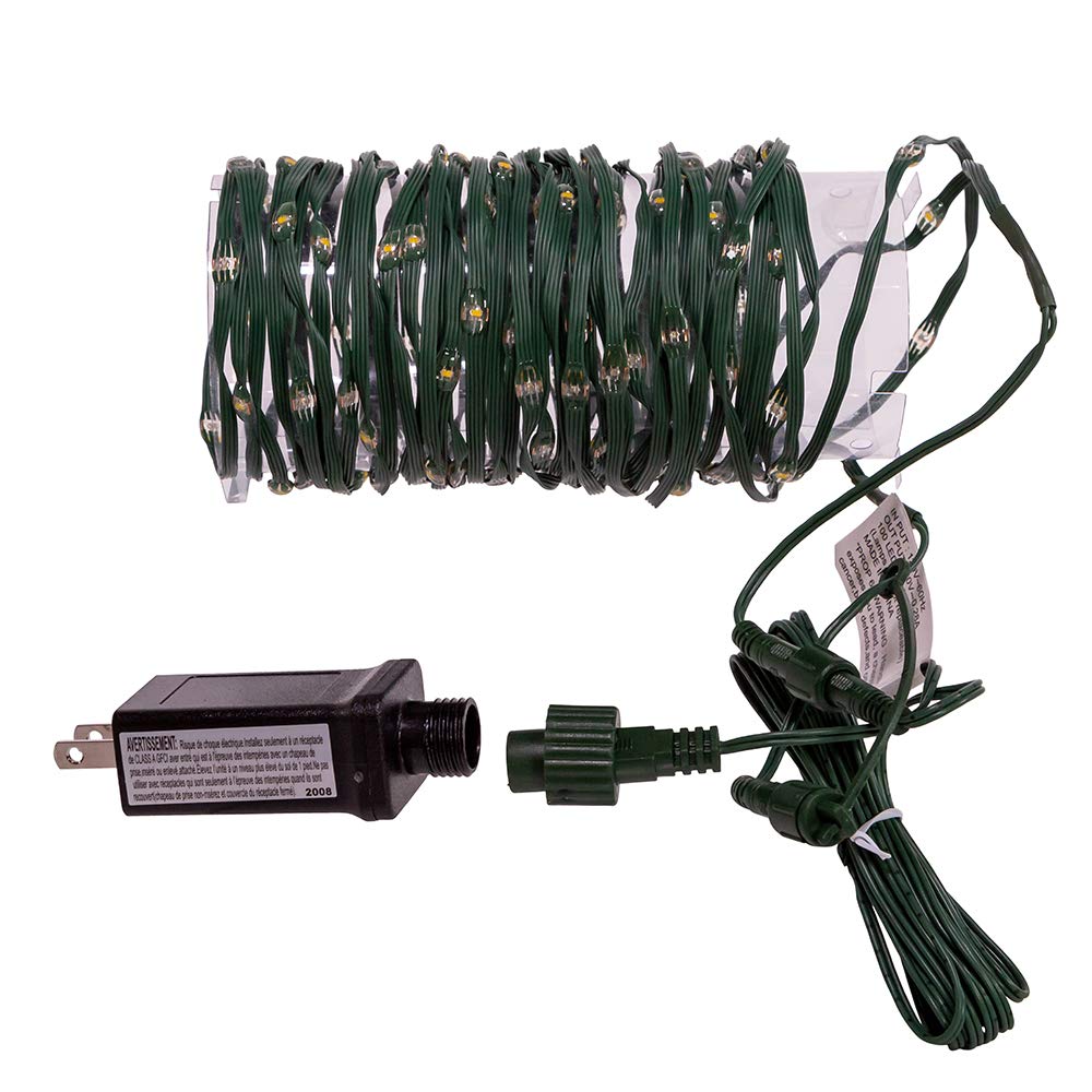 Kurt S. Adler 100-Light Warm White LED Green Wire Connectable PVC Christmas String Lights - Perfect for Holiday Decor, Tree Trimming & Party Lighting