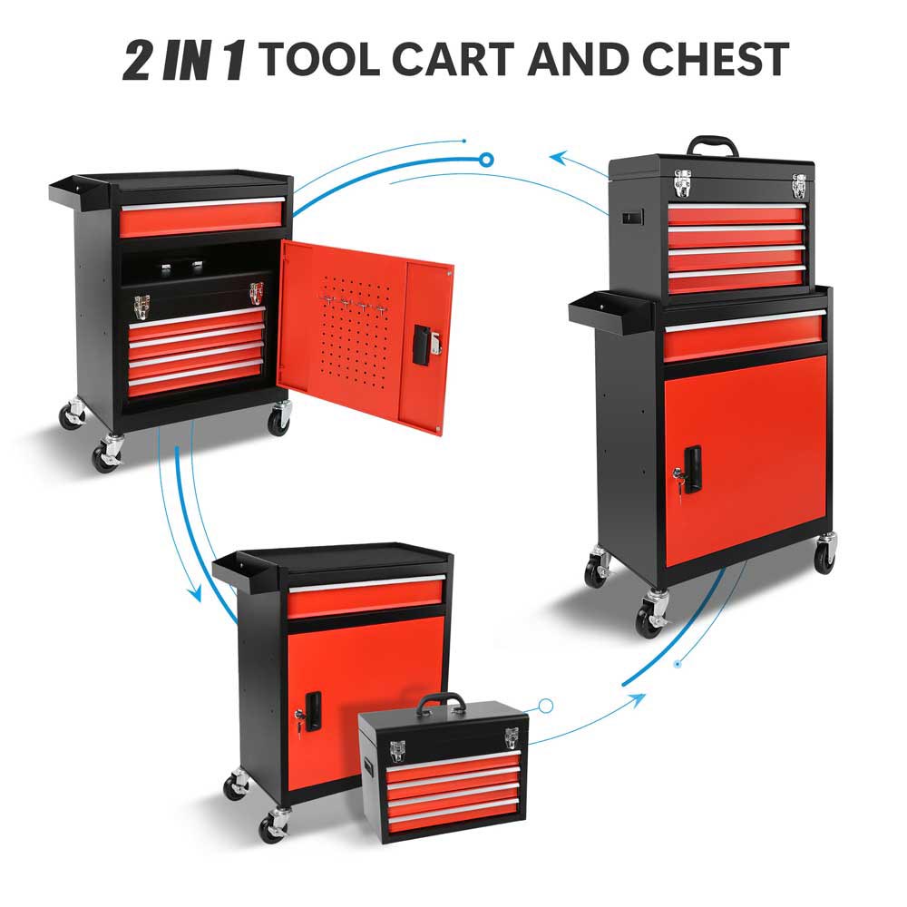 TheLAShop 5-Drawer Rolling Tool Cabinet with Locking System - Heavy Duty Mobile Tool Storage for Garage, Workshop & DIY Projects