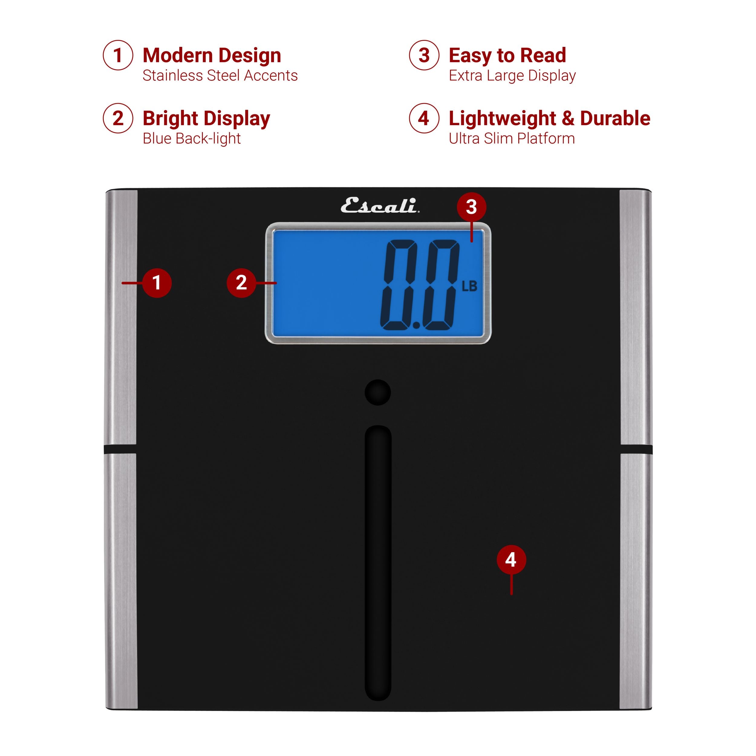 Easy Read Digital Body Scale - Accurate Bathroom Weight Scale for Home Use, Large LCD Display, Step-On Technology - Perfect for Fitness Tracking, Weight Loss, and Health Monitoring