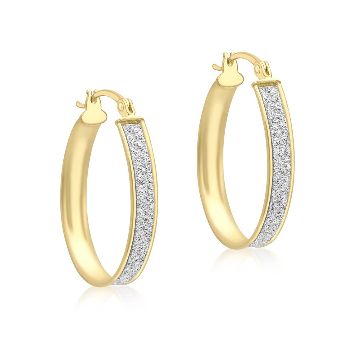 Carissima Gold 9ct Yellow Gold Stardust Creole Earrings for Women | Elegant Hoop Earrings for Party, Wedding & Everyday Wear