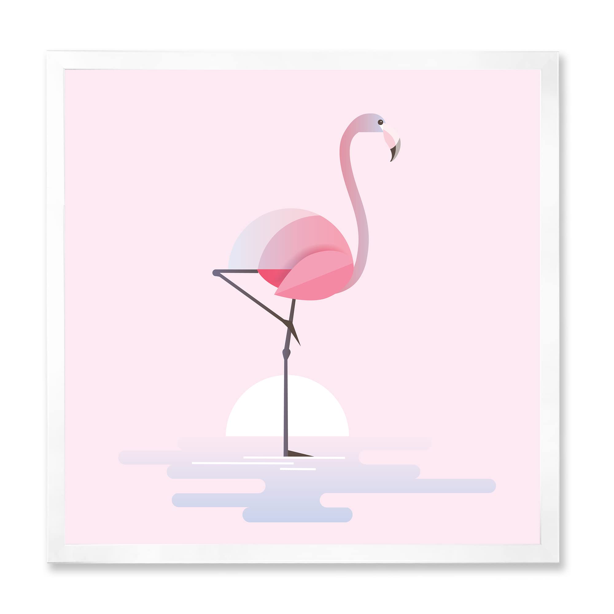 DesignQ Standing Pink Flamingo Farmhouse Framed Wall Art - Tropical Home Decor for Living Room, Bedroom & Office - Perfect for Coastal, Boho & Farmhouse Style Interiors