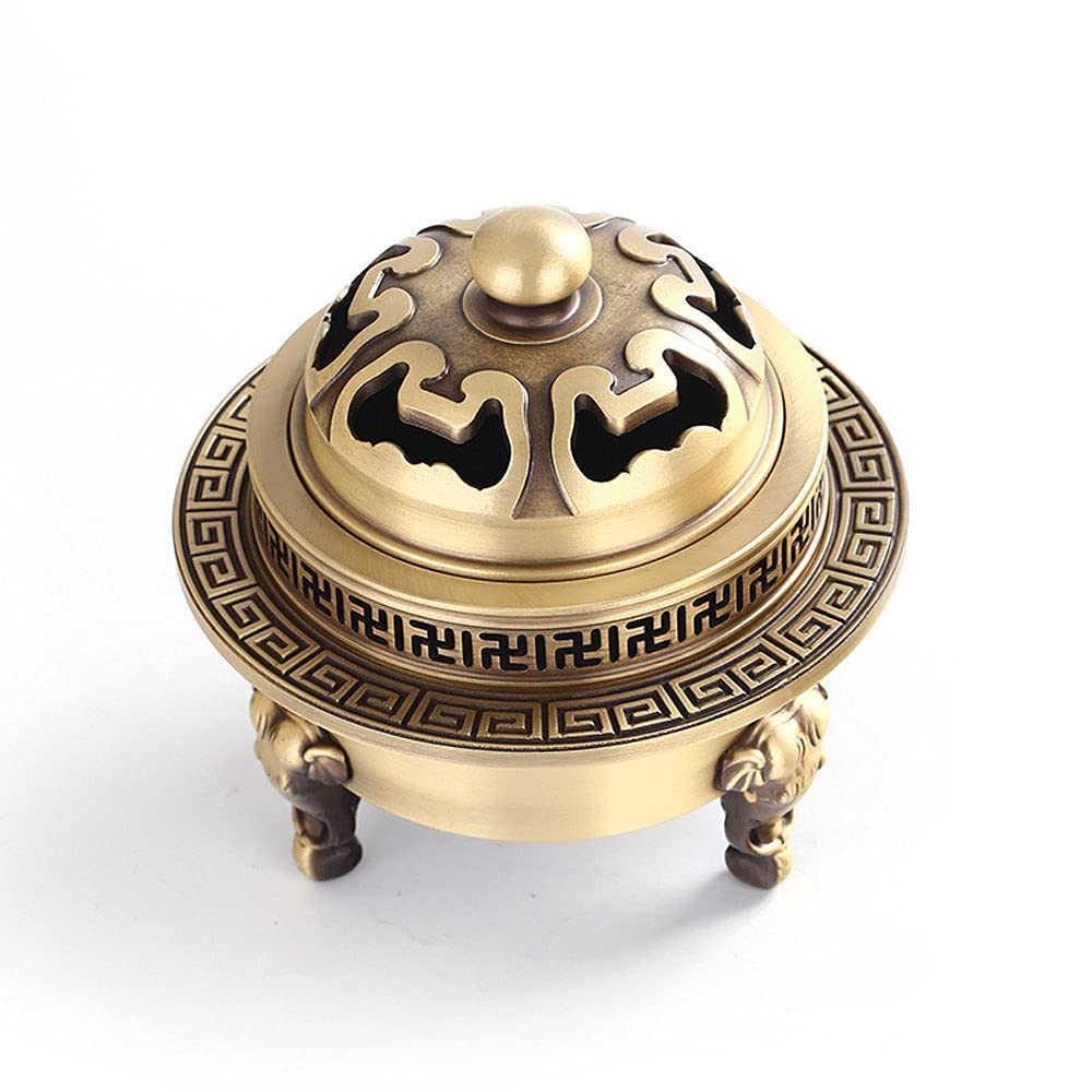 Premium Brass Incense Burner for Linear, Cone & Pan Incense Sticks - Elegant Home Decor for Meditation, Yoga & Aromatherapy