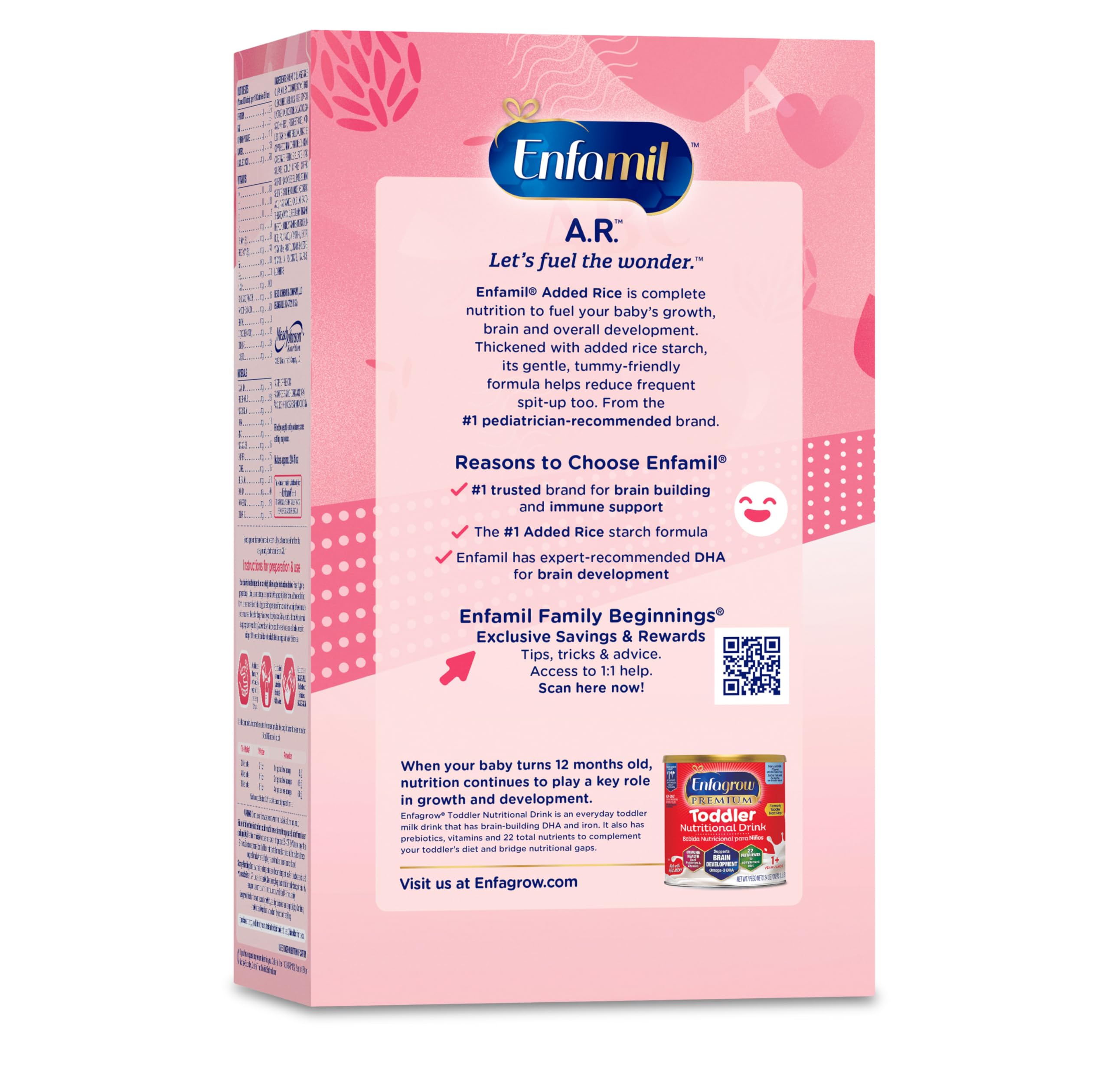 Enfamil A.R. Baby Formula with Rice Starch - Reduces Reflux & Spit Up, Supports Brain Development with DHA, Promotes Digestive & Immune Health with Probiotics - 30.4 Oz Box (Pack of 4) - Ideal for Infants with Frequent Spit-Up or Reflux Issues