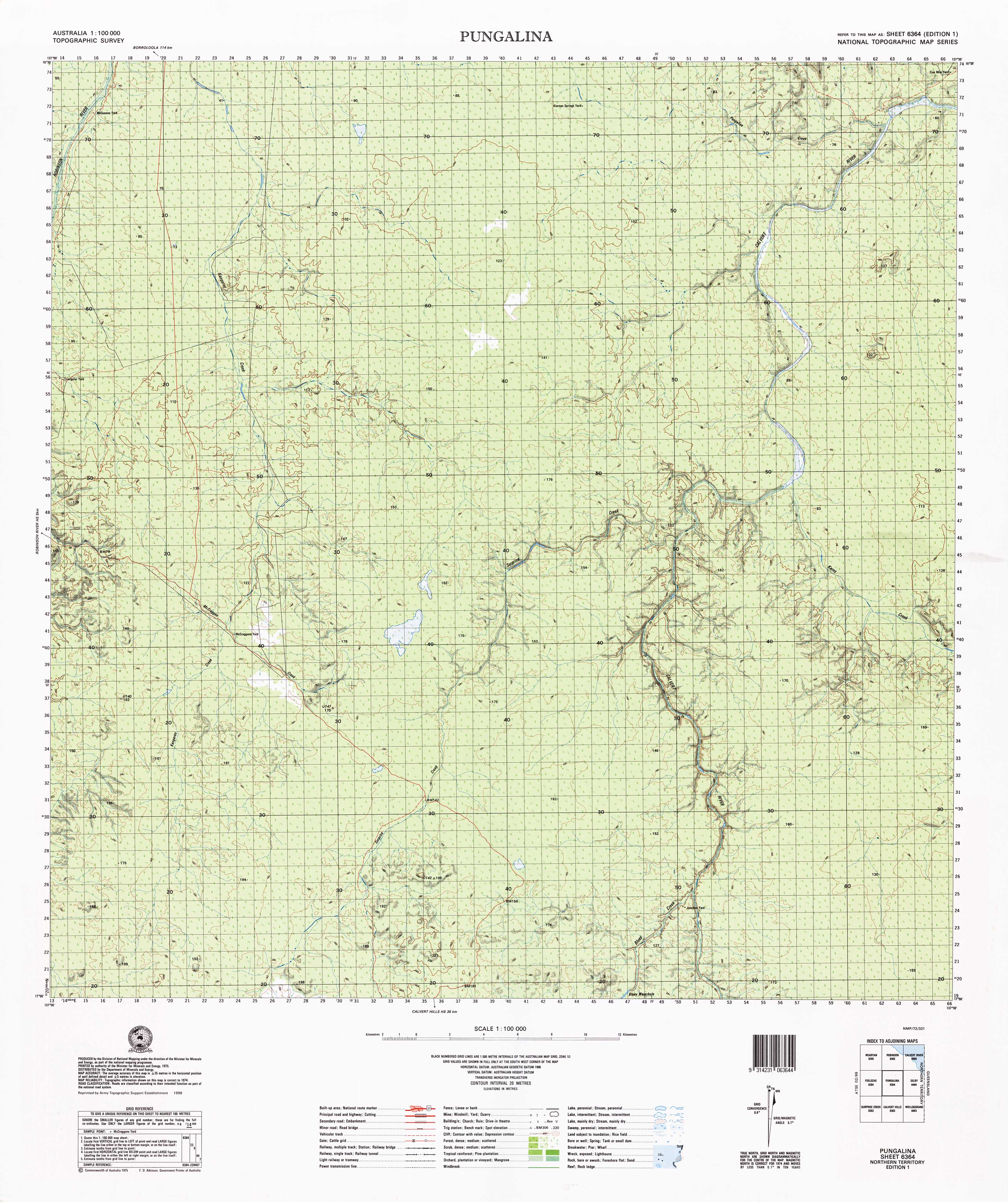 6364 Pungalina 1:100,000 Scale Topographic Map - Detailed Hiking, Camping & Outdoor Adventure Navigation for Backpackers & Explorers
