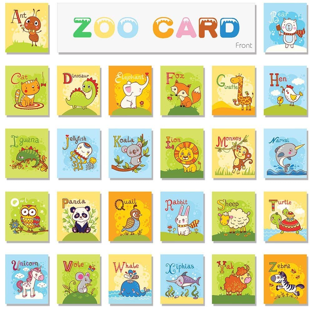 TEYTOY 26Pcs ABC Alphabet Flash Cards - Soft Washable Cloth Books for Toddlers, Early Learning Educational Toys for Boys & Girls 0+ Years | Zoo Animal Theme, Includes Storage Bag | Perfect for Preschool Learning, Travel & Playtime