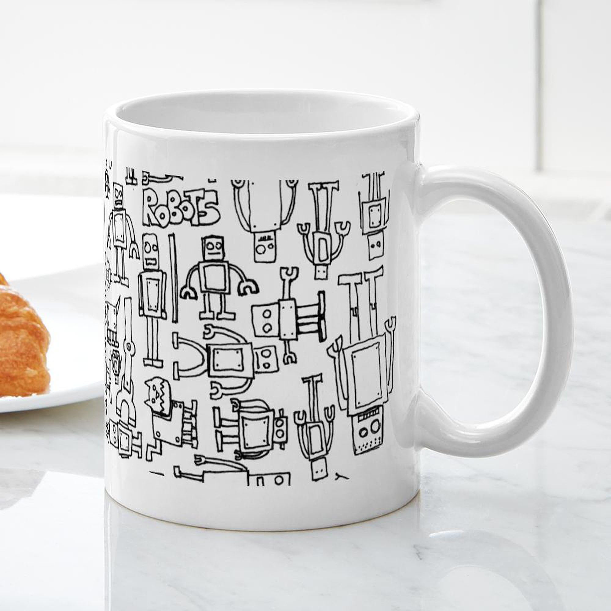 Robots Ceramic Coffee Mug 11 oz (325 ml) - Unique Gift for Tech Lovers, Office Use & Home Coffee Breaks
