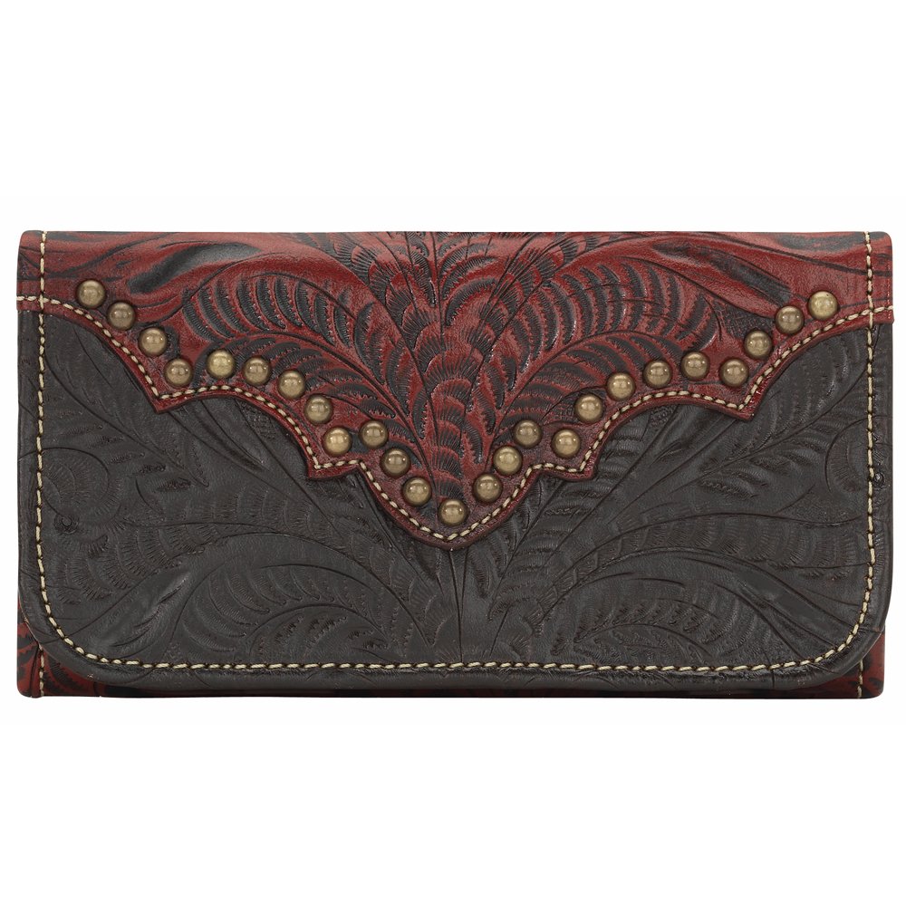 American West Women's Annie's Secret Tri-Fold Wallet - Crimson Red Leather Wallet with RFID Protection for Credit Cards & Cash | Perfect for Everyday Use, Travel & Gift Giving