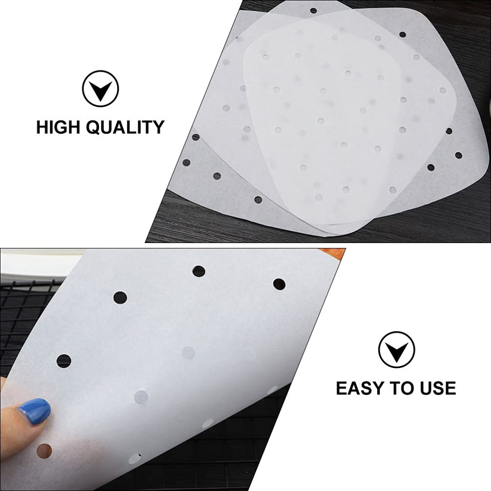 DOITOOL 400pcs Square Perforated Air Fryer Parchment Paper Liners - Nonstick Bamboo Steamer Liner for Air Fryers, Steaming Baskets, Oven Baking & Cooking (18cm) - Perfect for Healthy Meal Prep, Reheating & Crispy Snacks