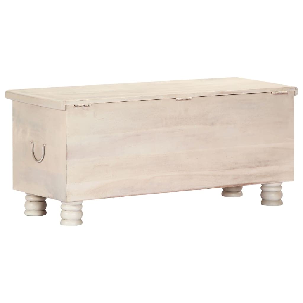 Distressed White Acacia Wood Storage Chest - 43.3