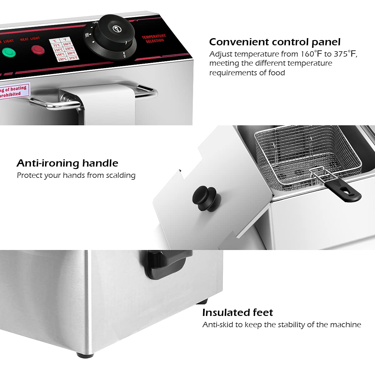 Giantex 3400W Commercial Dual Tank Deep Fryer - 12.8QT Stainless Steel Electric Fryer with 2 Baskets, Lids & Temperature Control - Perfect for French Fries, Chicken, Turkey in Restaurants & Home Kitchens