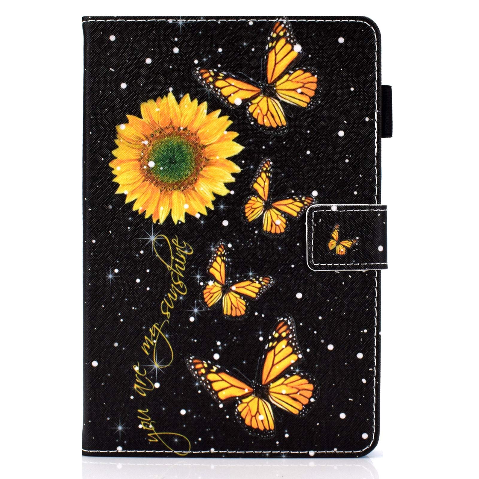 Premium PU Leather iPad Case for iPad 6th/5th Gen (2018/2017), iPad Pro 9.7/Air 2/Air 1 - Auto Sleep/Wake Sunflower Design Folio Stand Cover - Perfect for Work, School & Travel
